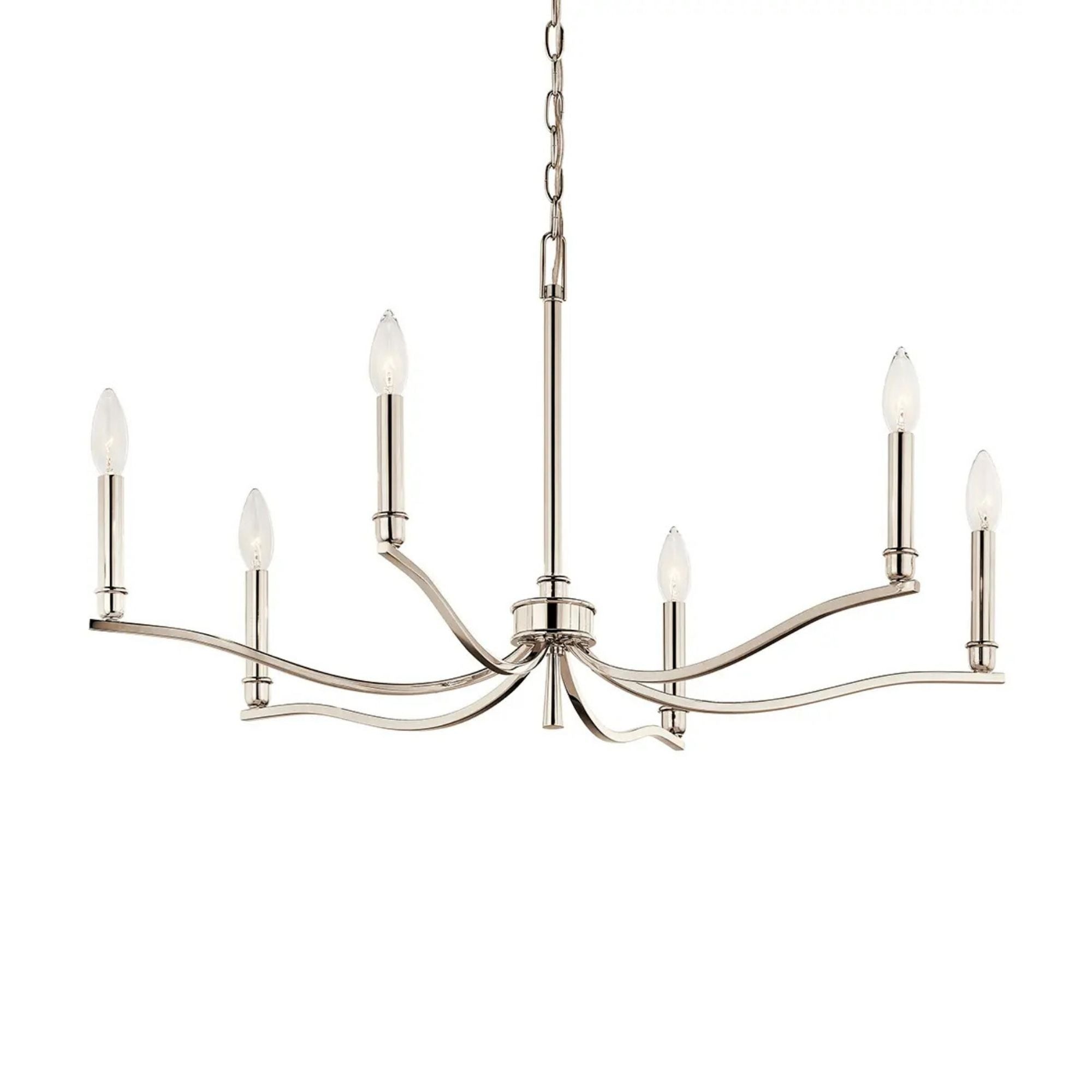 Malene 32" 6-Light Chandelier, Polished Nickel Finish
