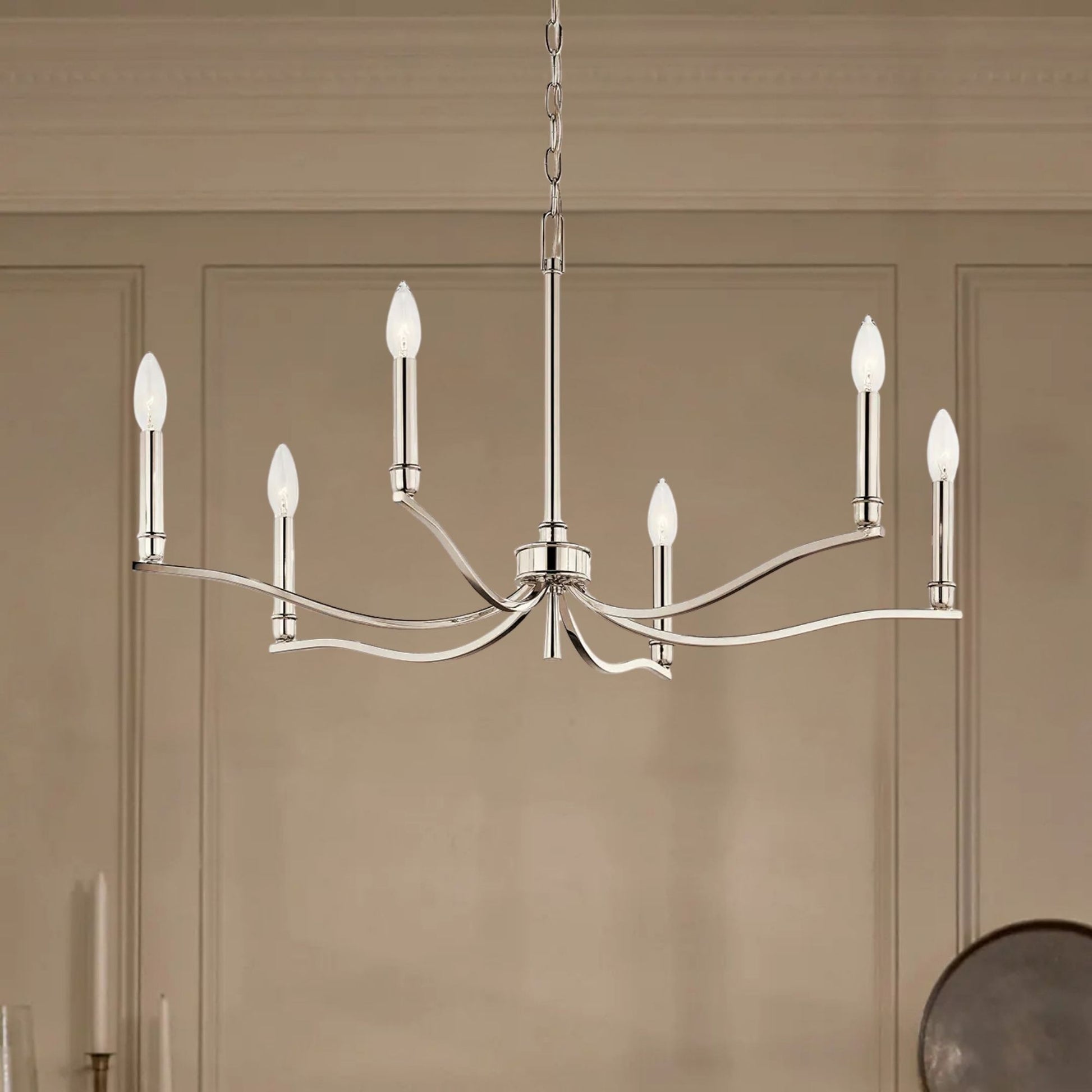 Kichler Lighting - Malene 32" 6-Light Chandelier, Polished Nickel Finish | Bees Lighting