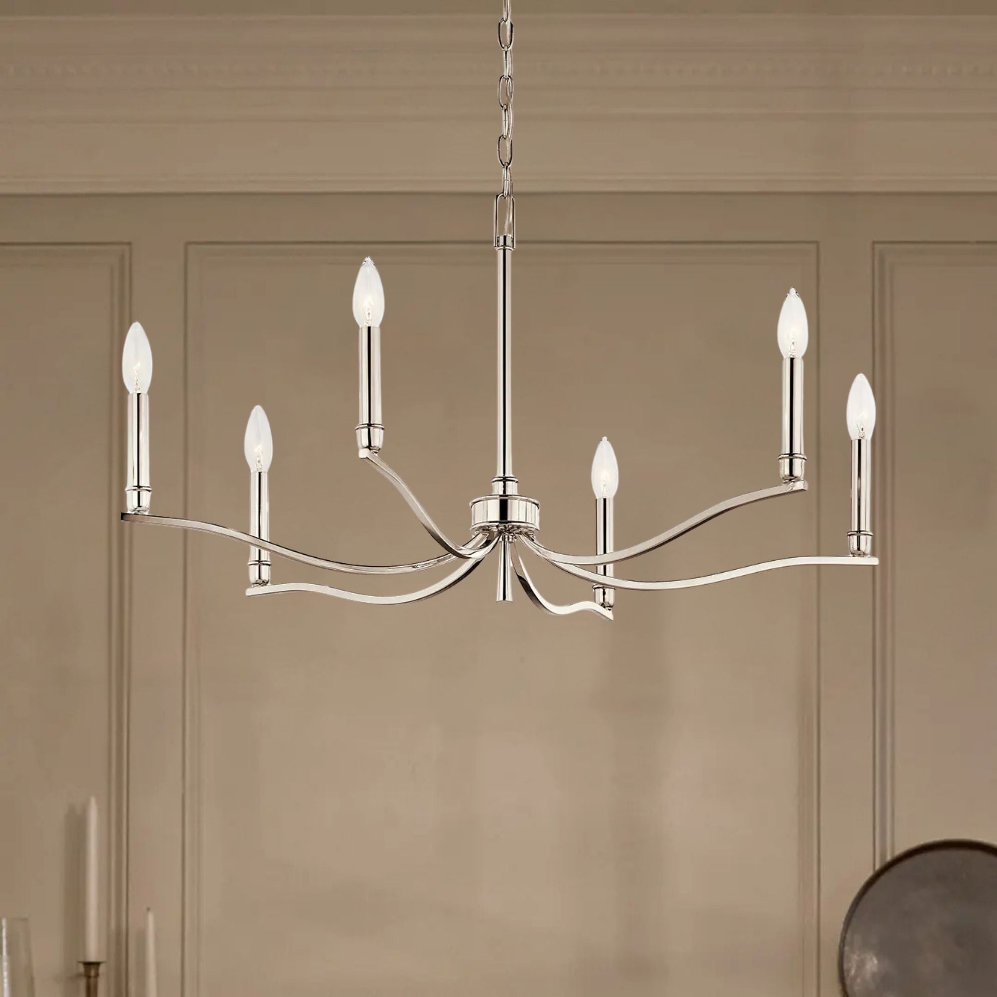 Malene 32" 6-Light Chandelier, Polished Nickel Finish