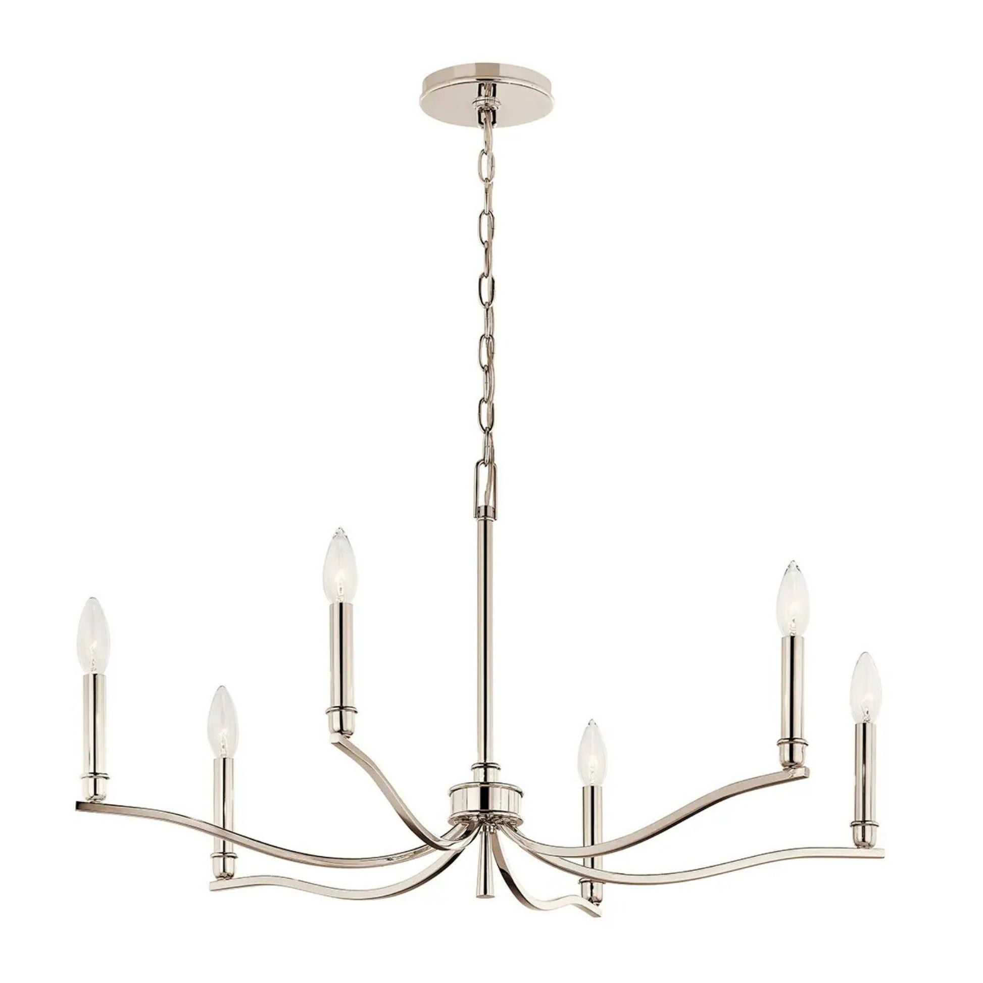 Kichler Lighting - Malene 32" 6-Light Chandelier, Polished Nickel Finish | Bees Lighting