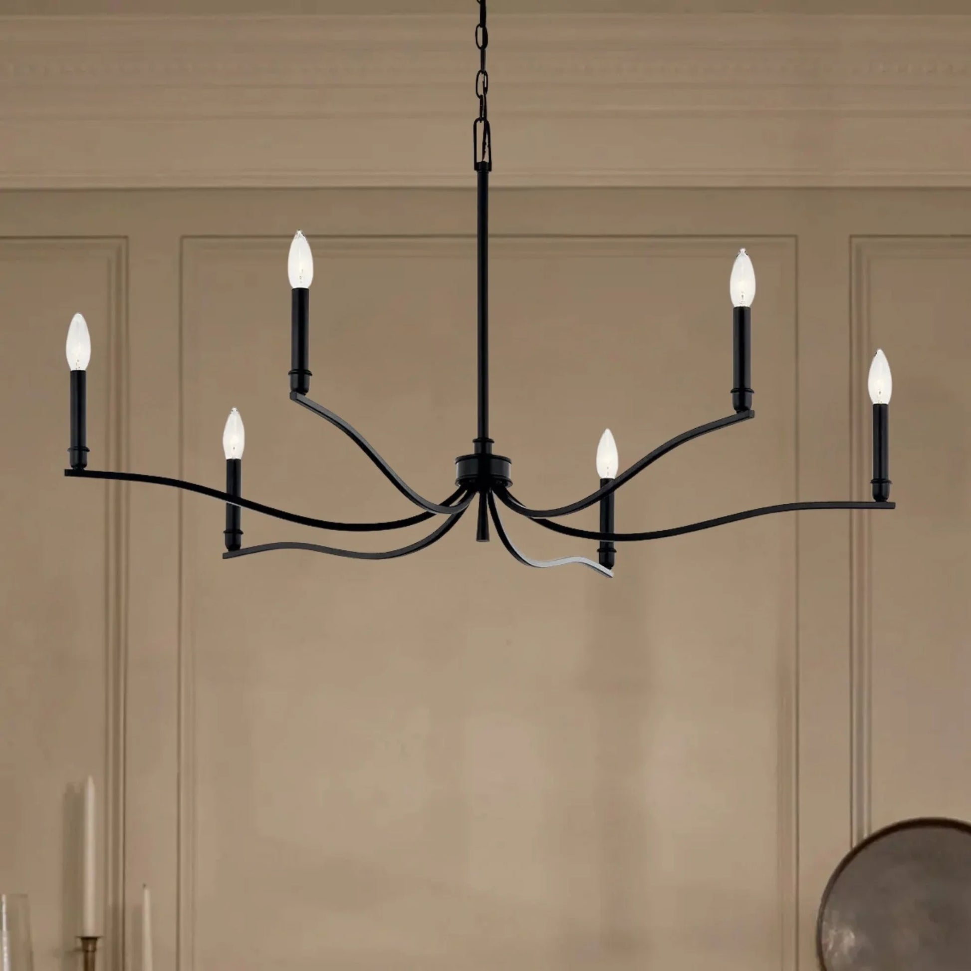 Kichler Lighting - Malene 42" 6-Light Chandelier, Black Finish | Bees Lighting