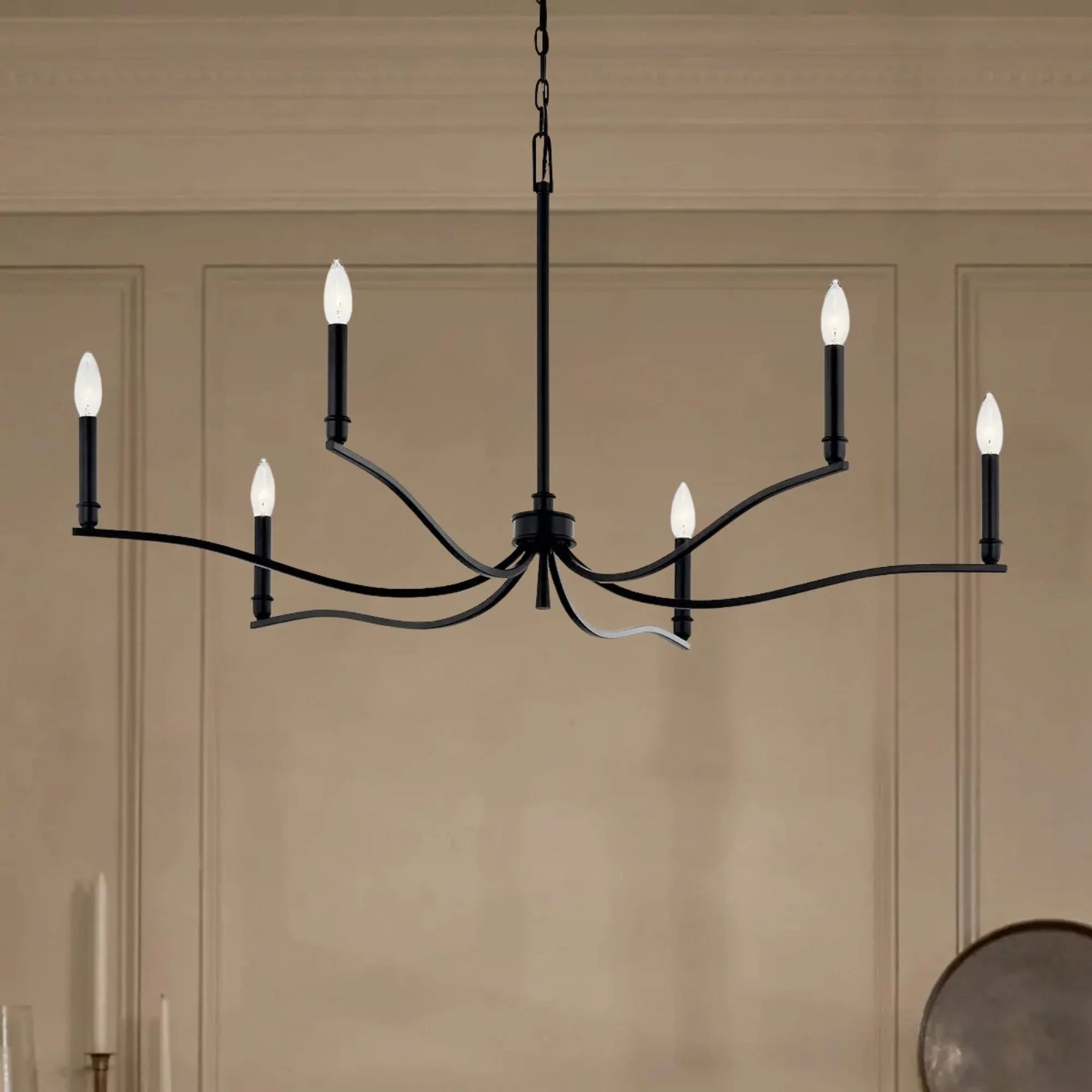 Kichler Lighting - Malene 42" 6-Light Chandelier, Black Finish | Bees Lighting