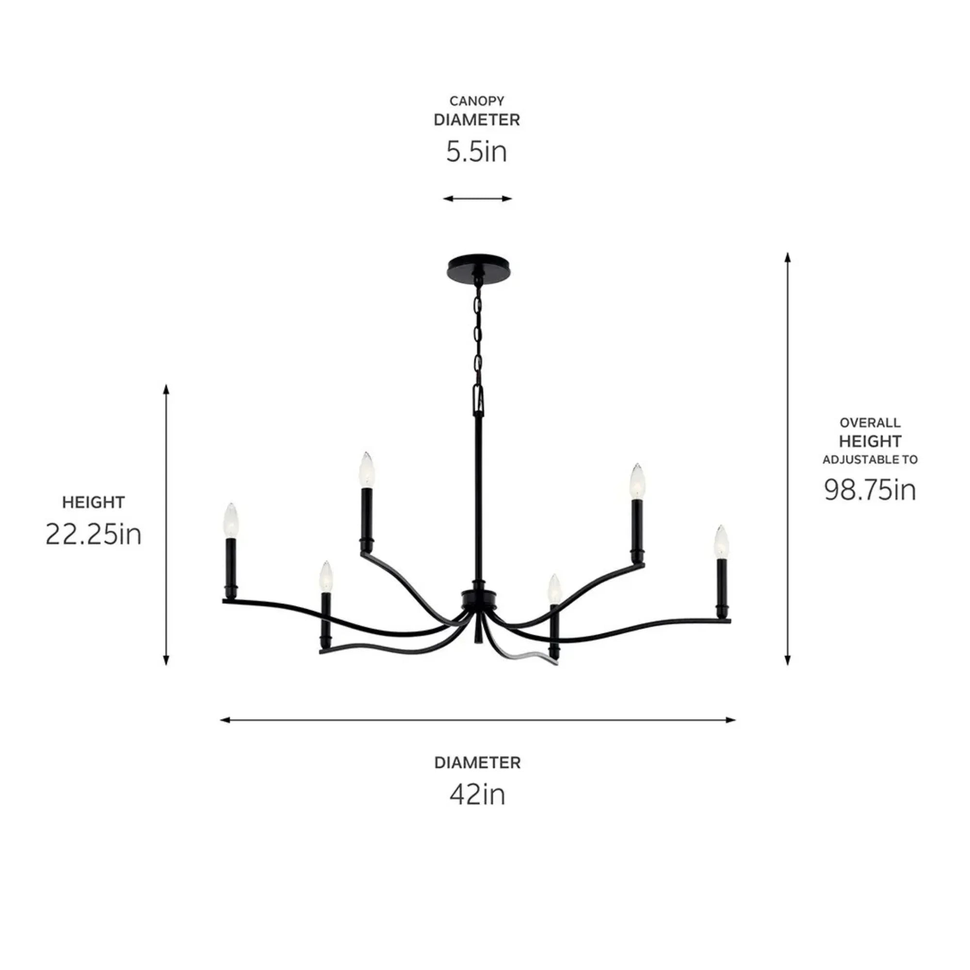 Kichler Lighting - Malene 42" 6-Light Chandelier, Black Finish | Bees Lighting