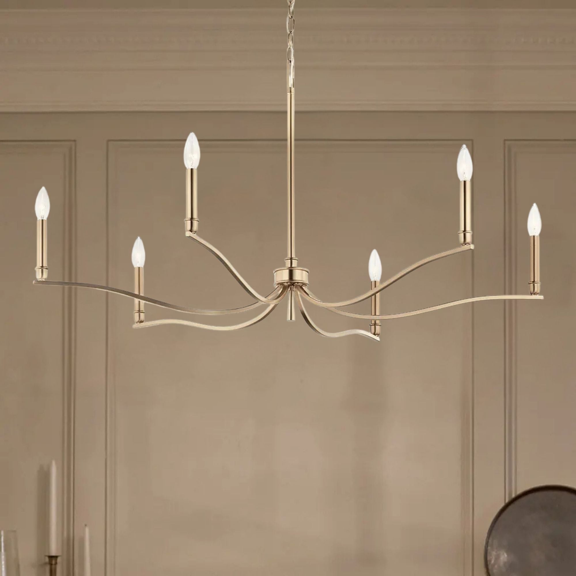 Malene 42" 6-Light Chandelier, Champagne Bronze Finish