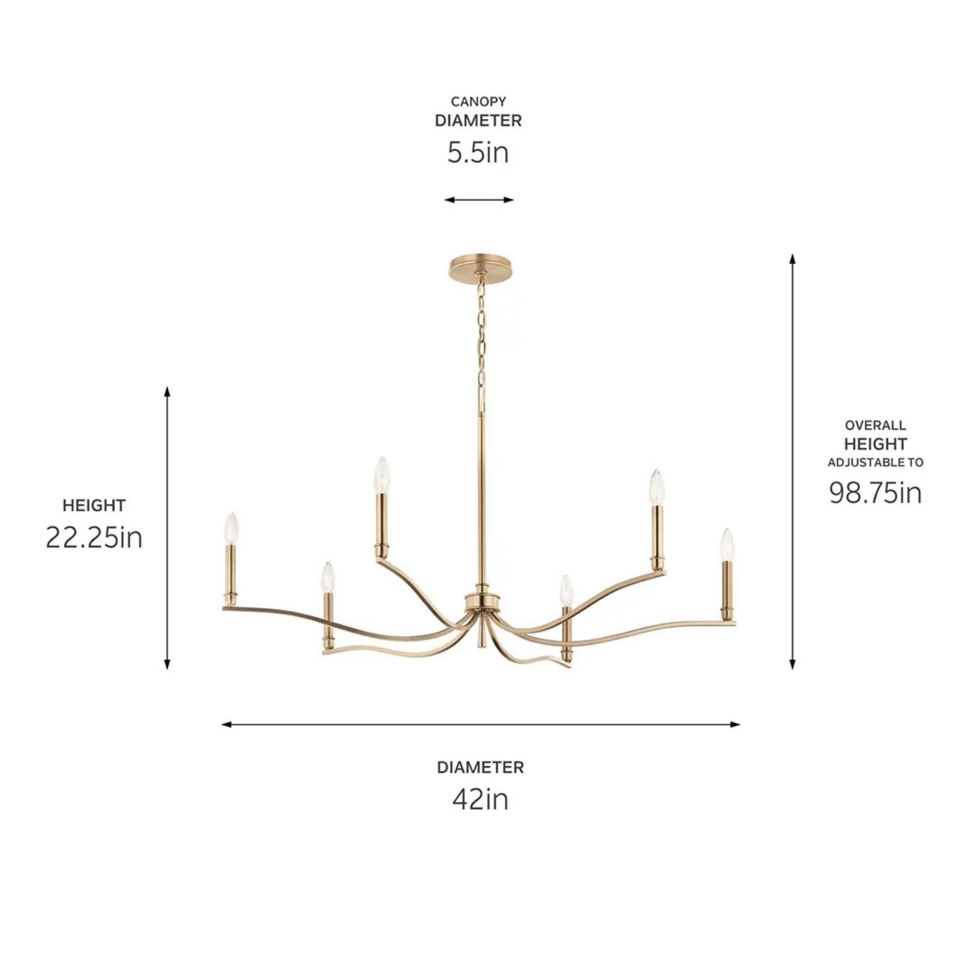 Kichler Lighting - Malene 42" 6-Light Chandelier, Champagne Bronze Finish | Bees Lighting