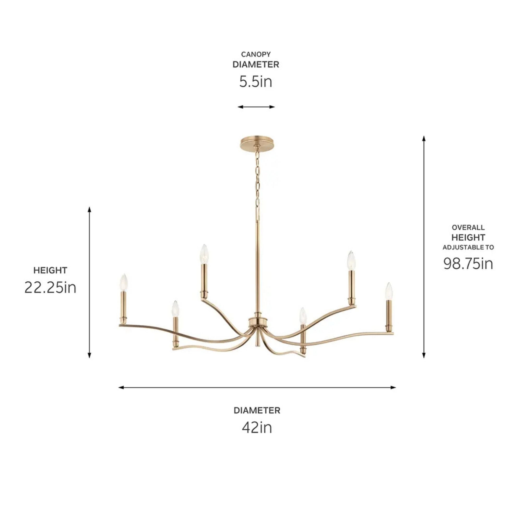 Kichler Lighting - Malene 42" 6-Light Chandelier, Champagne Bronze Finish | Bees Lighting