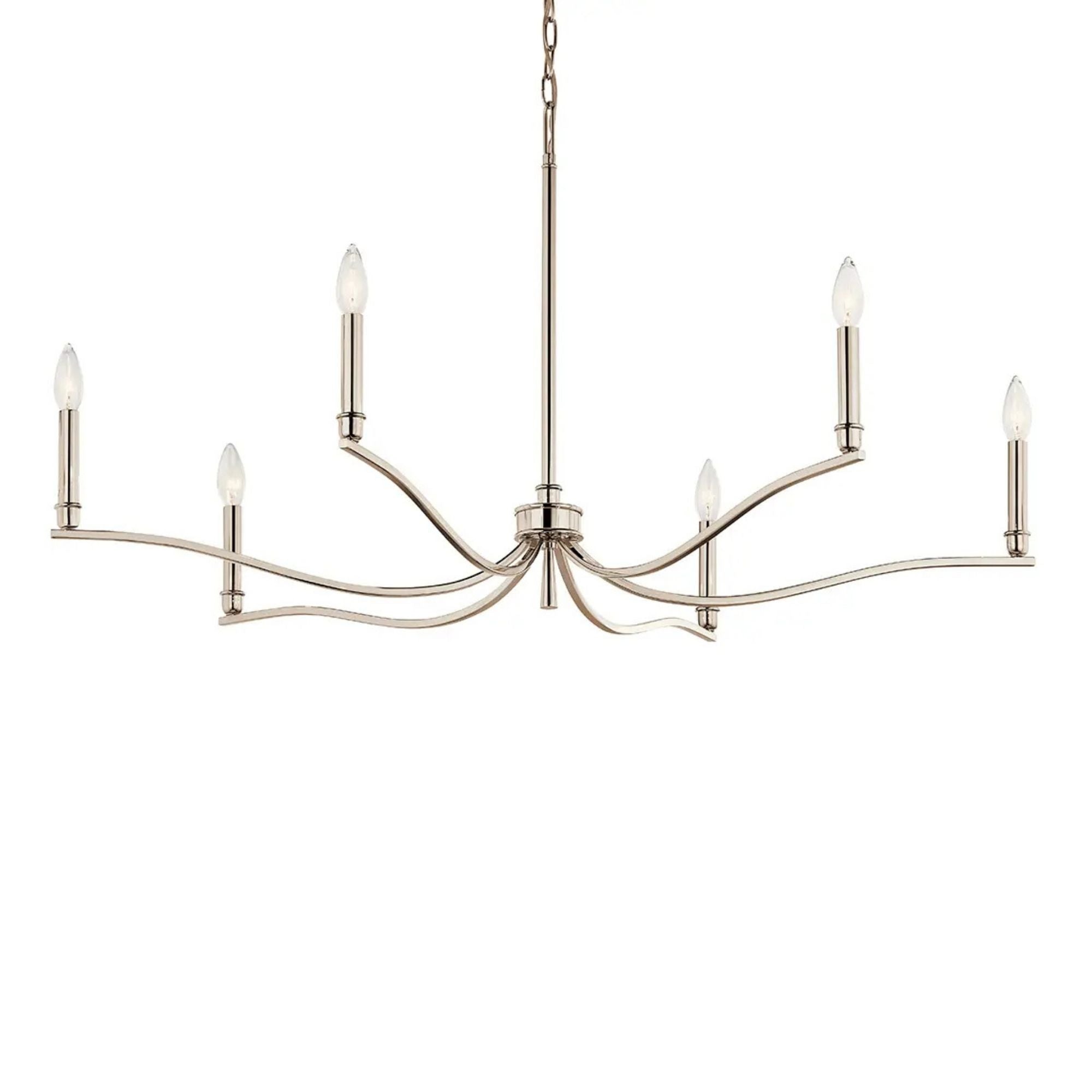Malene 42" 6-Light Chandelier, Polished Nickel Finish