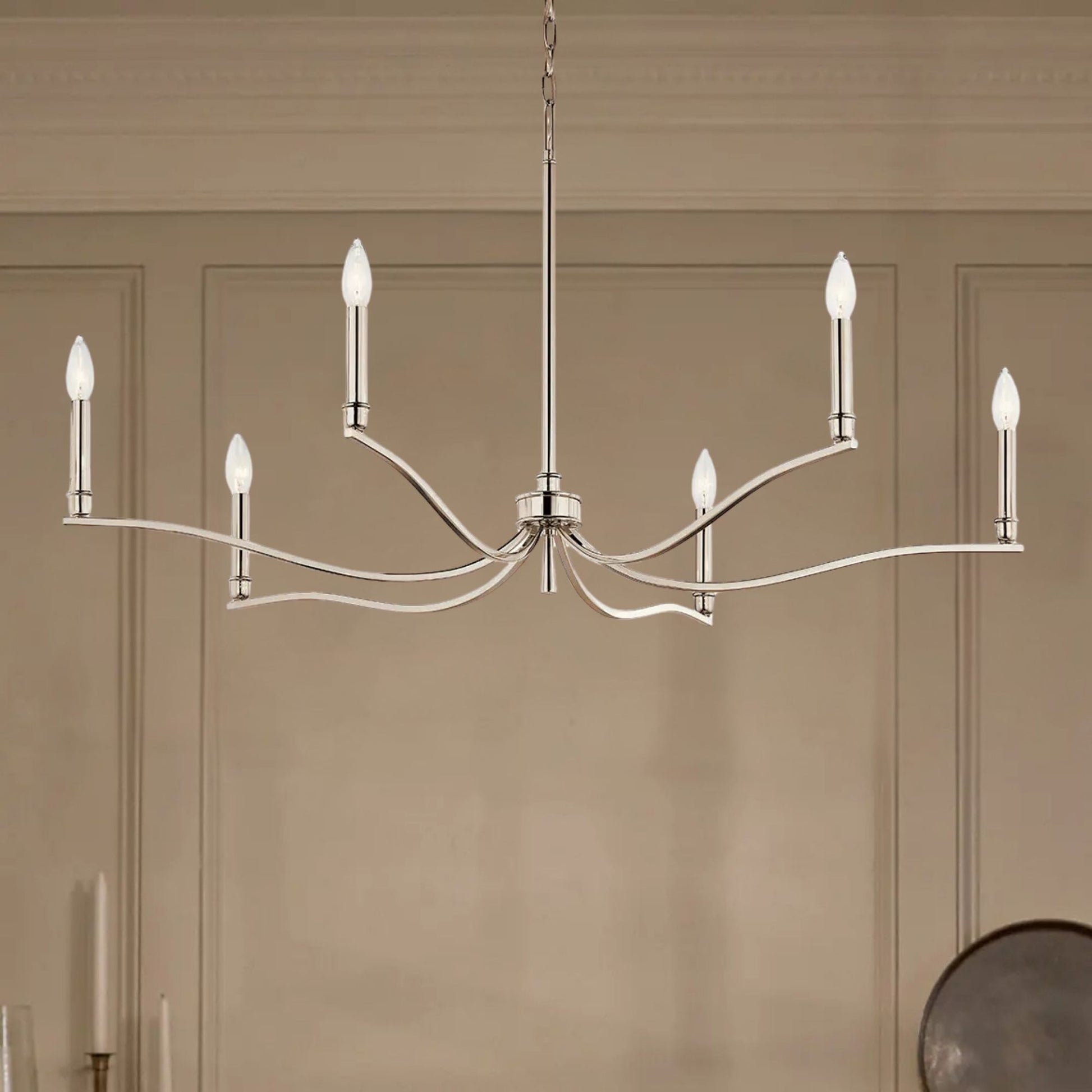 Kichler Lighting - Malene 42" 6-Light Chandelier, Polished Nickel Finish | Bees Lighting