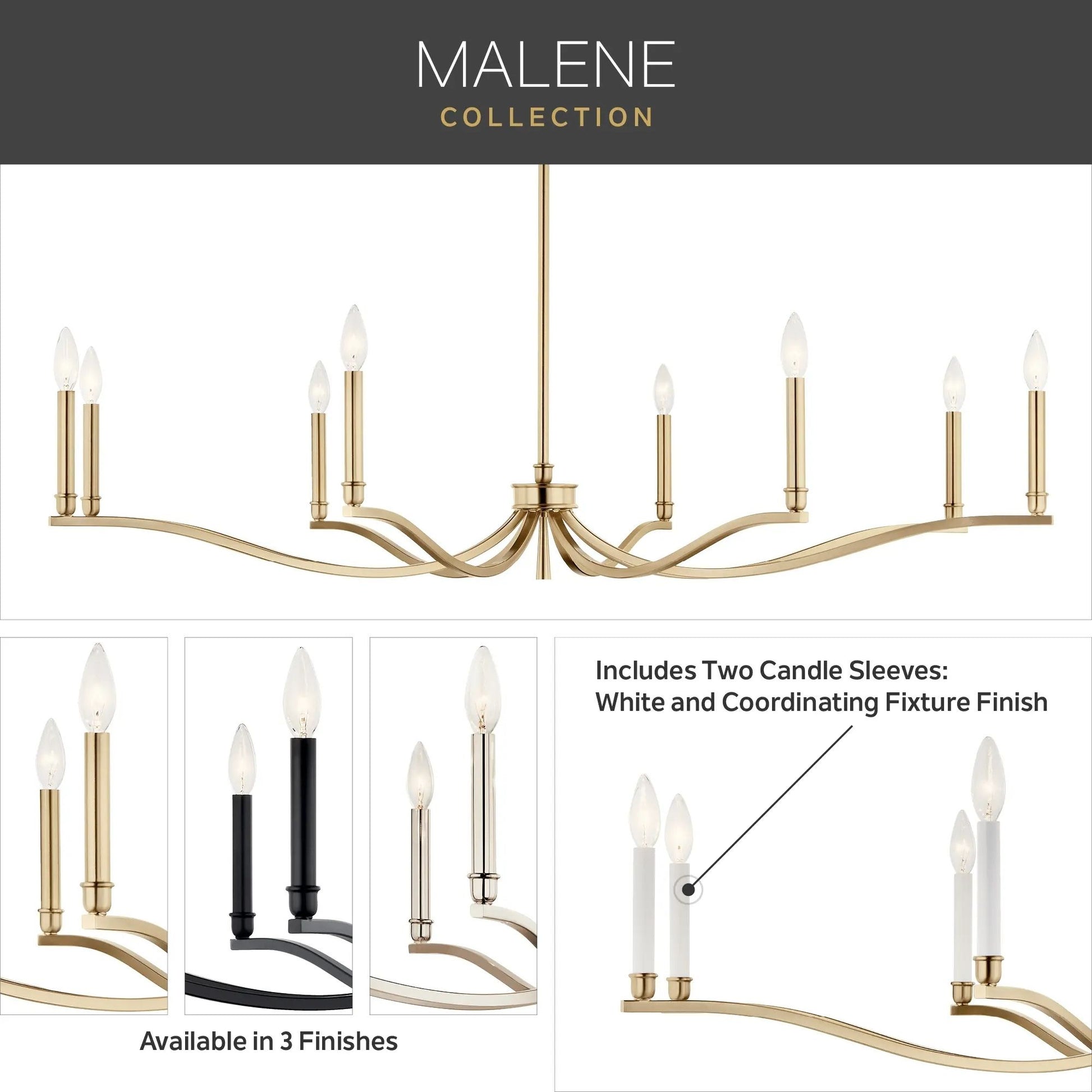 Kichler Lighting - Malene 42" 6-Light Chandelier, Polished Nickel Finish | Bees Lighting