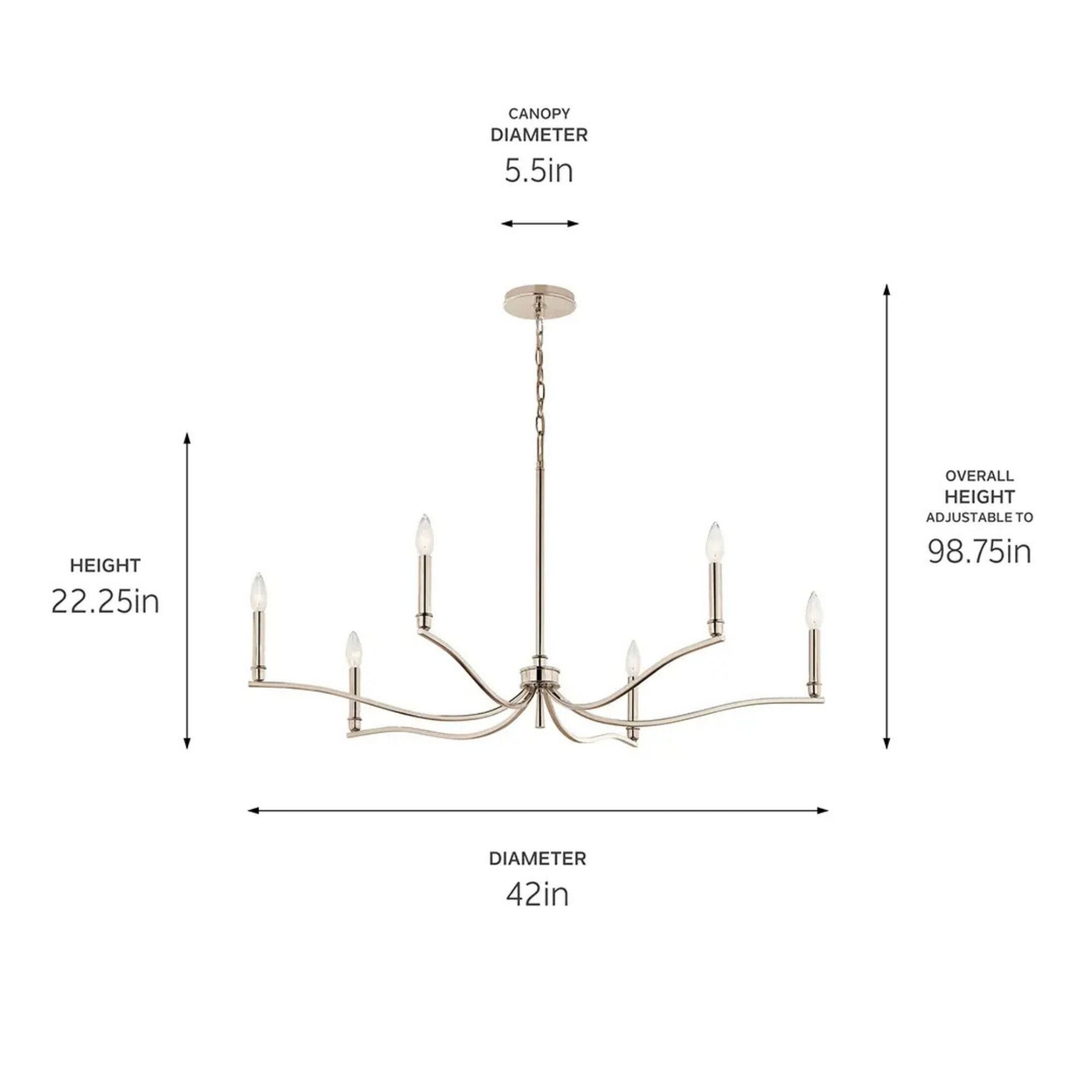 Kichler Lighting - Malene 42" 6-Light Chandelier, Polished Nickel Finish | Bees Lighting
