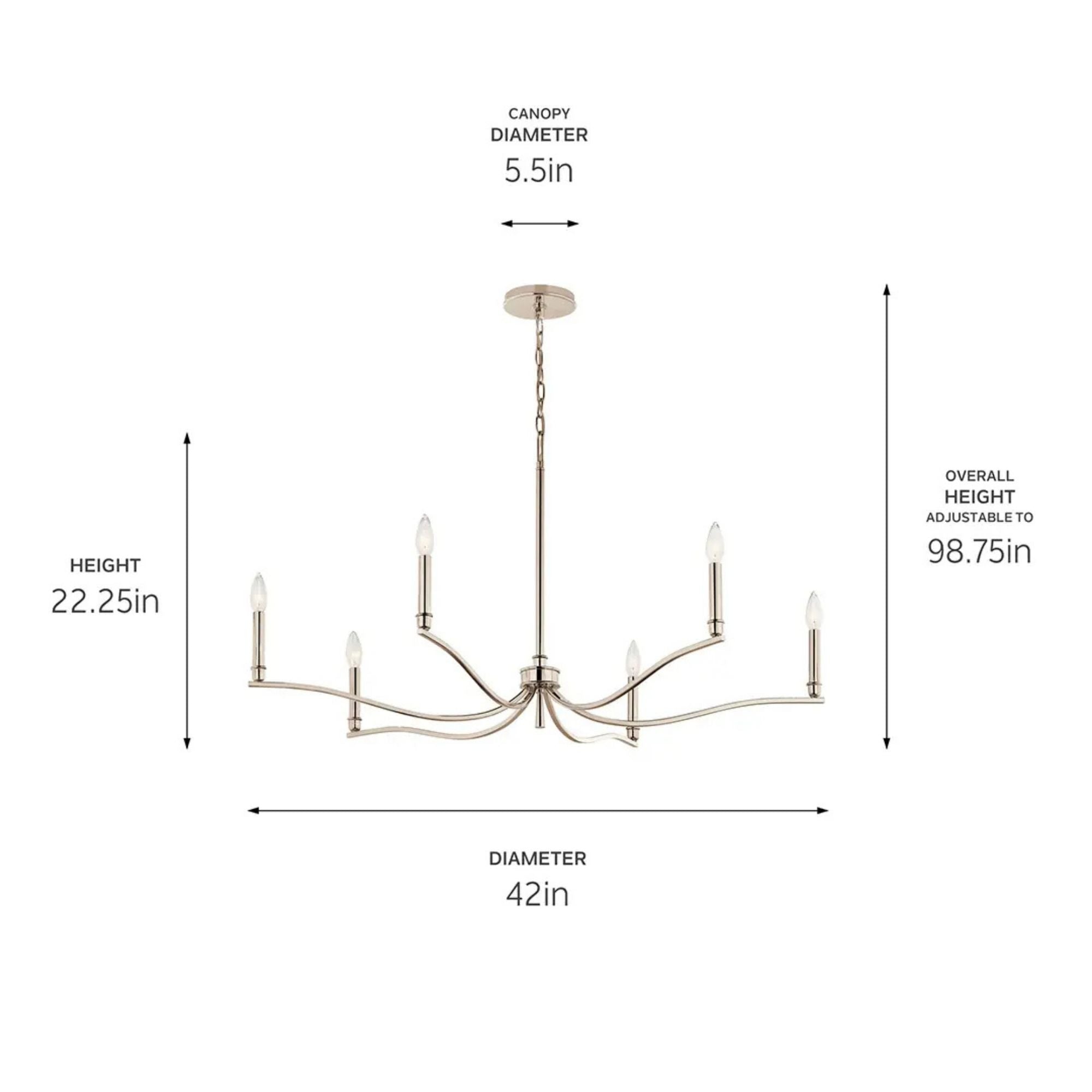 Kichler Lighting - Malene 42" 6-Light Chandelier, Polished Nickel Finish | Bees Lighting