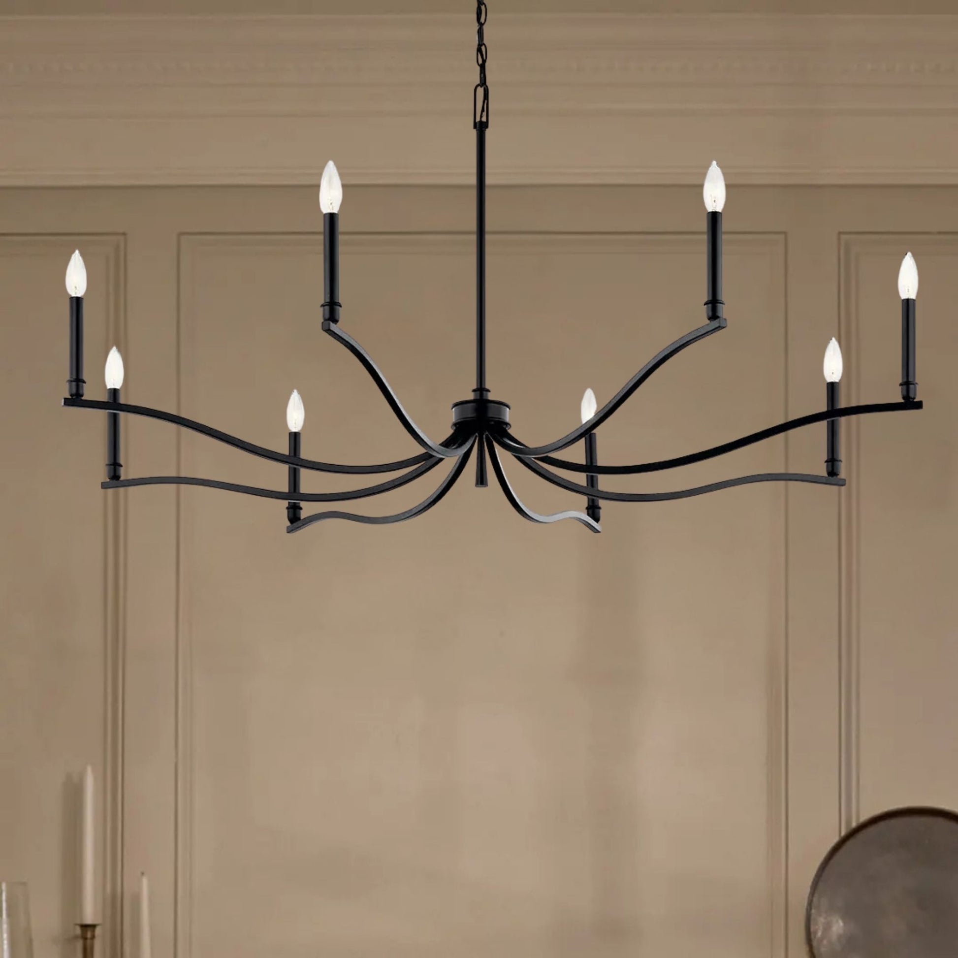 Kichler Lighting - Malene 52" 8-Light Chandelier, Black Finish | Bees Lighting