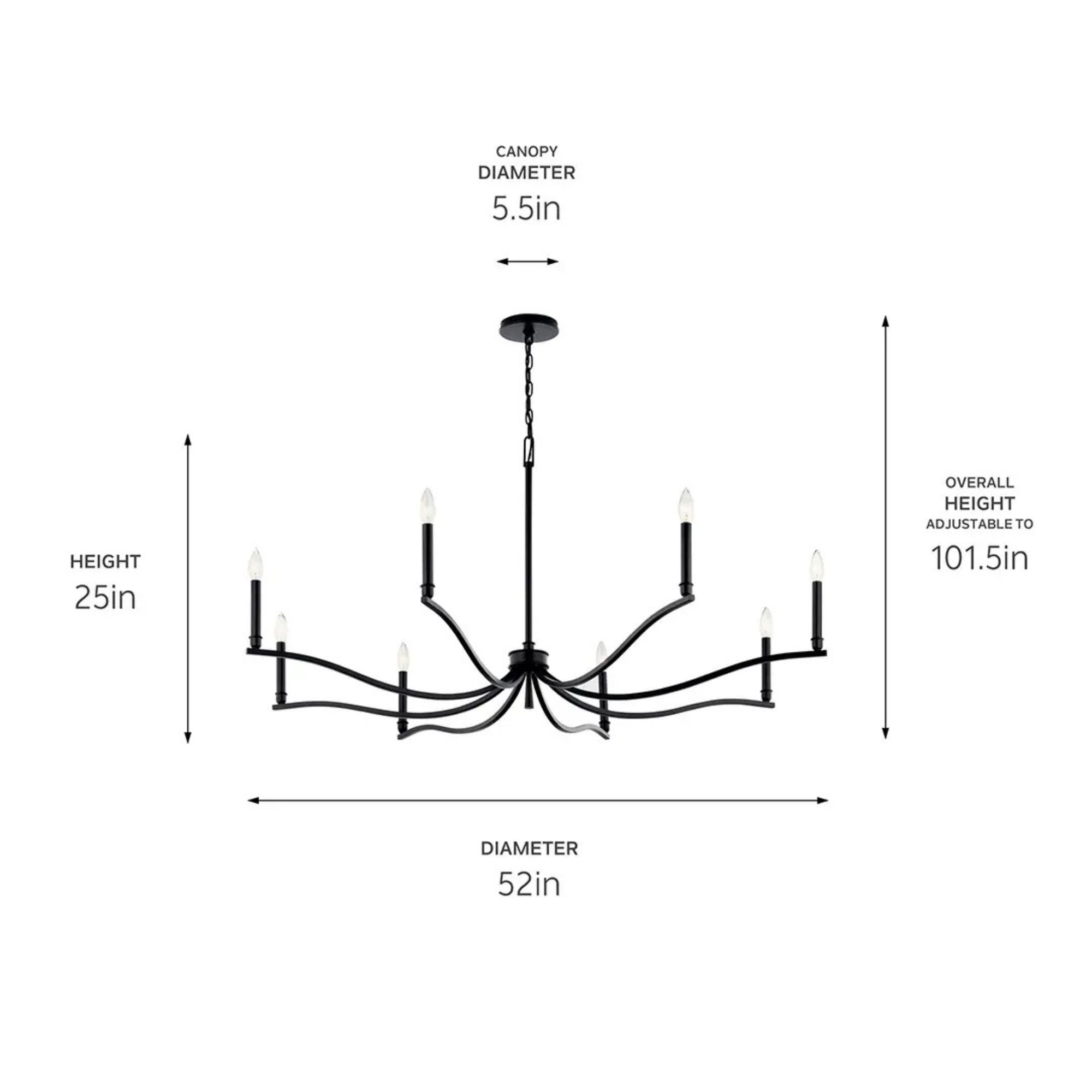 Kichler Lighting - Malene 52" 8-Light Chandelier, Black Finish | Bees Lighting