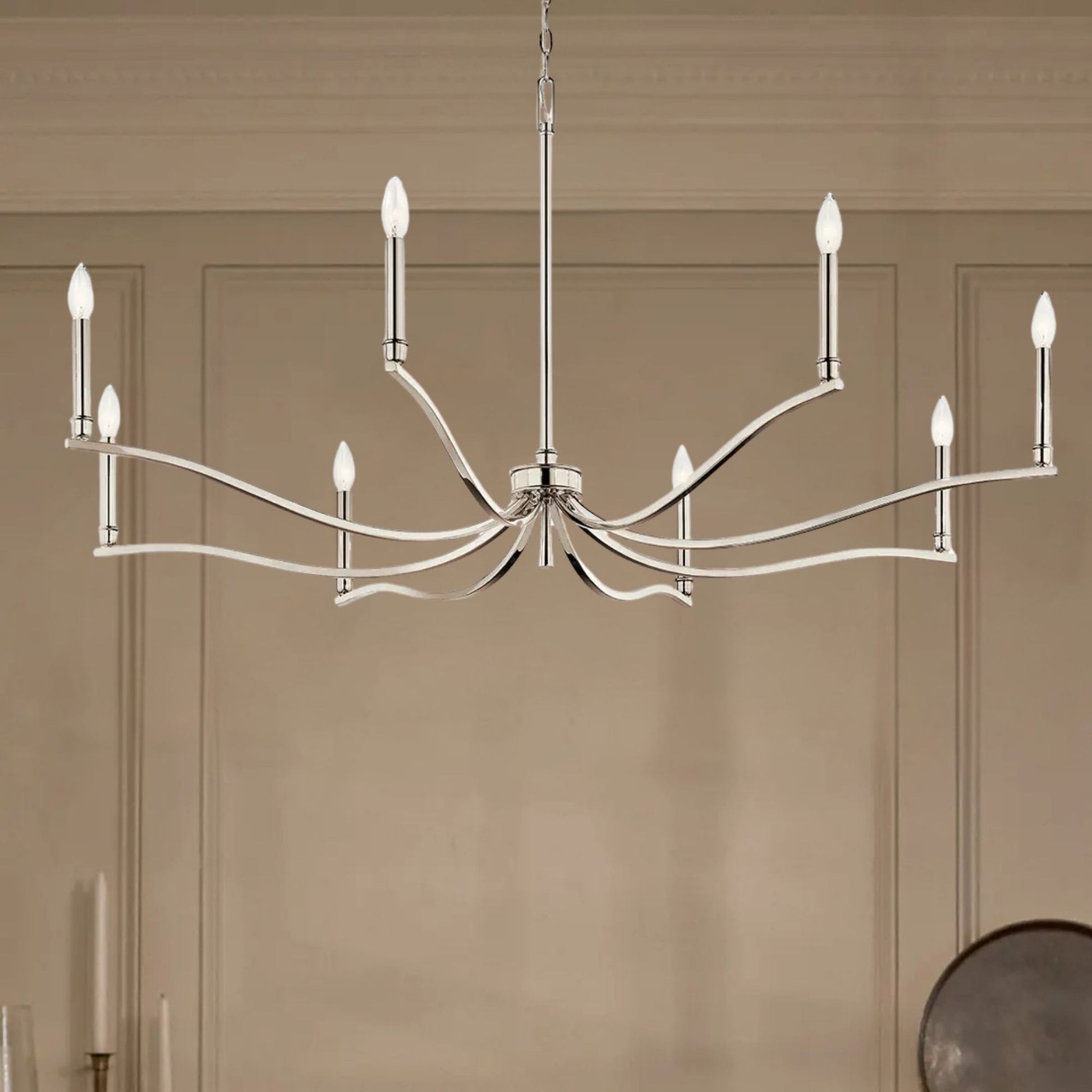 Kichler Lighting - Malene 52" 8-Light Chandelier, Polished Nickel Finish | Bees Lighting