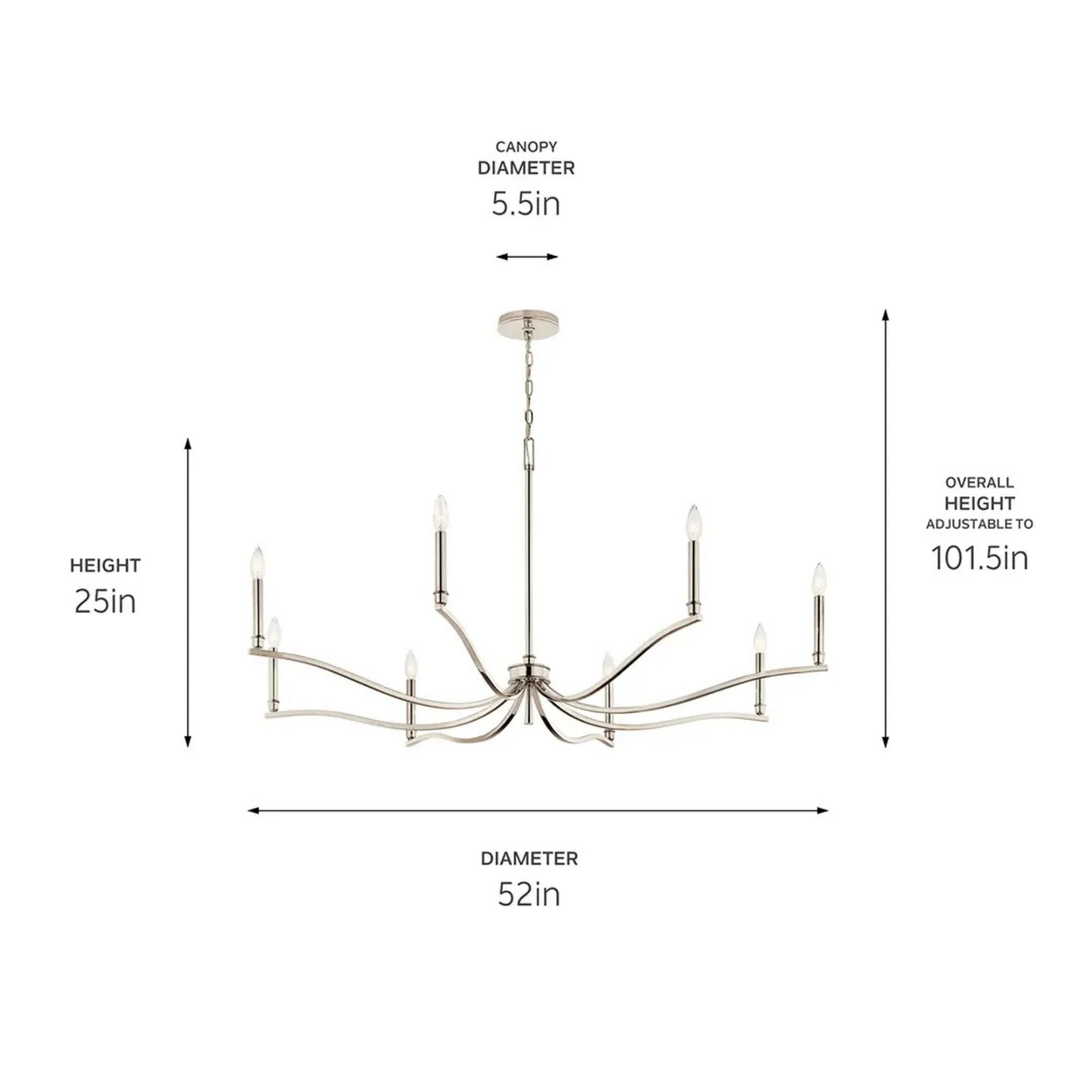 Kichler Lighting - Malene 52" 8-Light Chandelier, Polished Nickel Finish | Bees Lighting