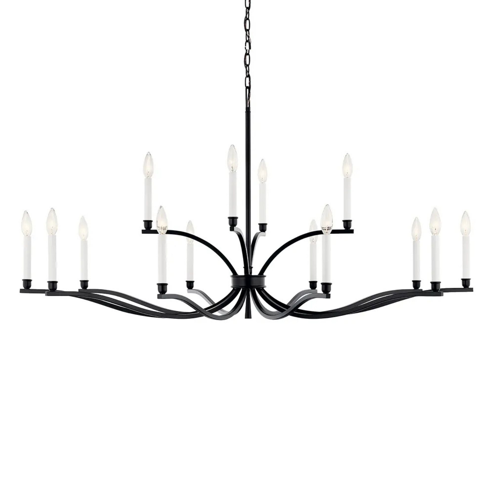 Malene 53" 14-Light Chandelier, Black Finish