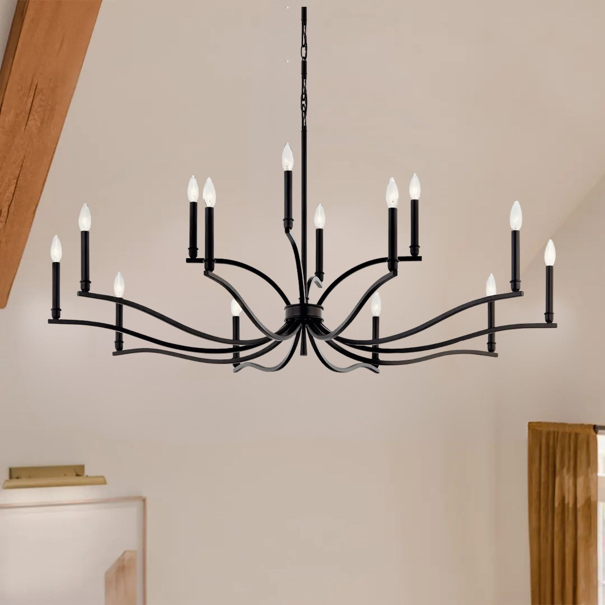 Kichler Lighting - Malene 53" 14-Light Chandelier, Black Finish | Bees Lighting