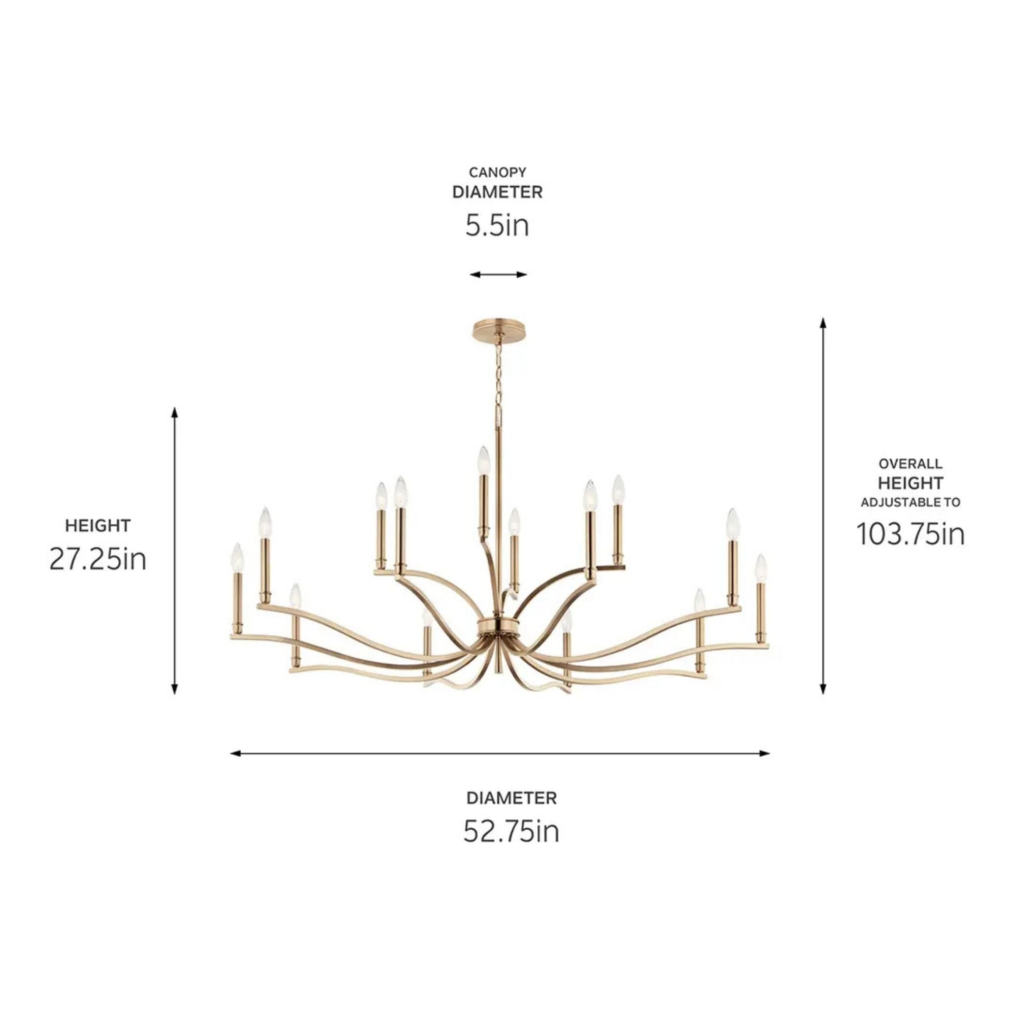 Kichler Lighting - Malene 53" 14-Light Chandelier, Champagne Bronze Finish | Bees Lighting