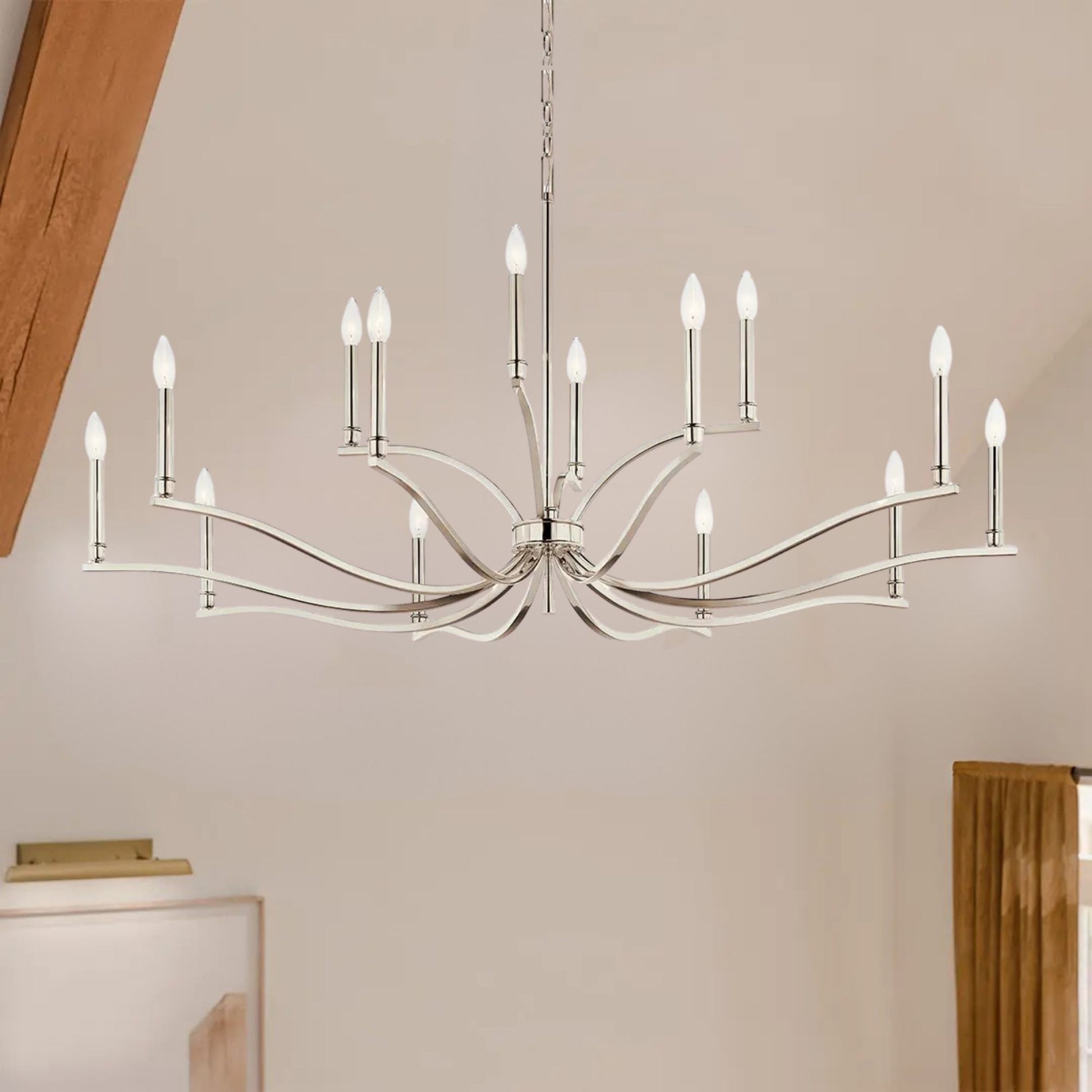 Kichler Lighting - Malene 53" 14-Light Chandelier, Polished Nickel Finish | Bees Lighting