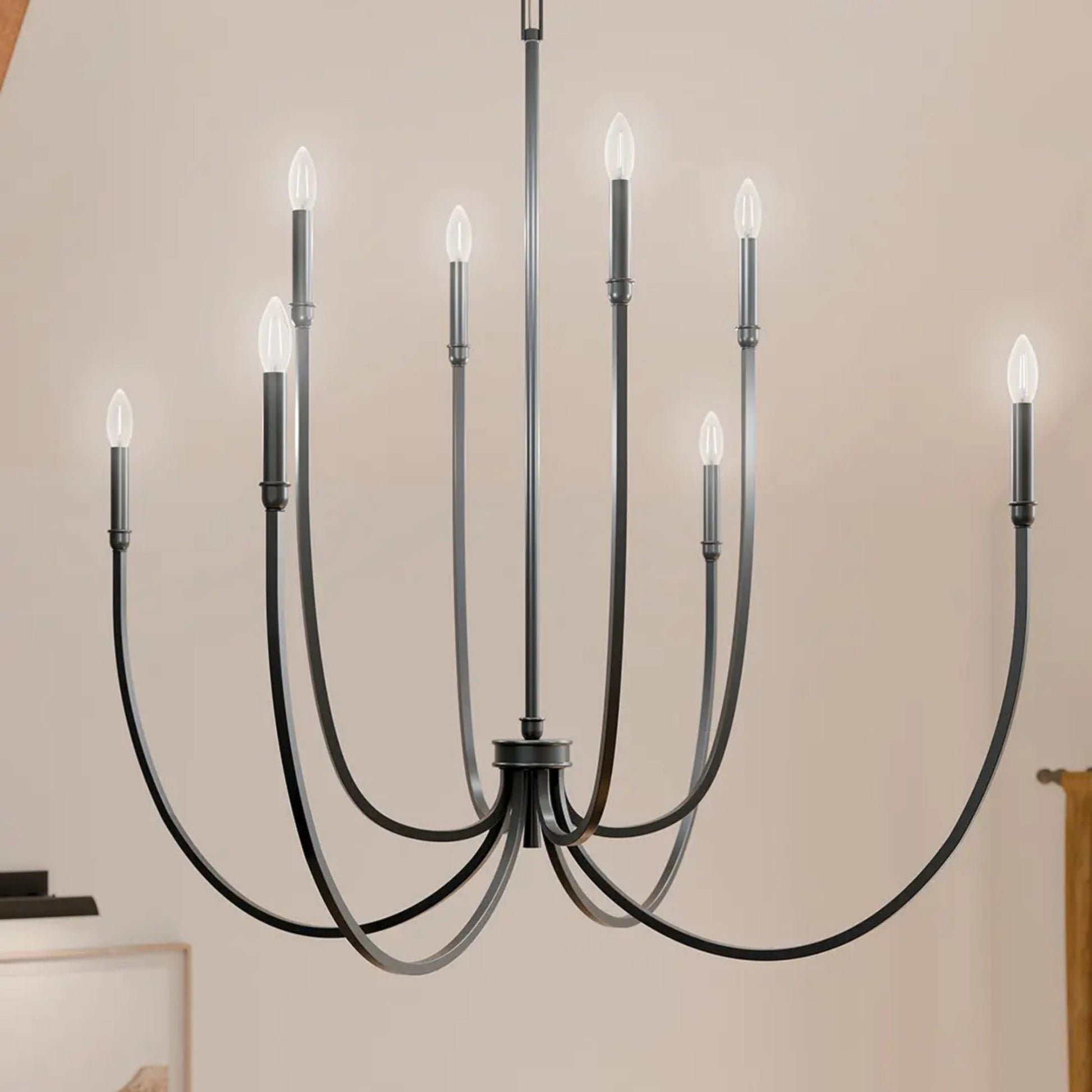 Kichler Lighting - Malene 45" 8-Light Foyer Chandelier, Black Finish | Bees Lighting