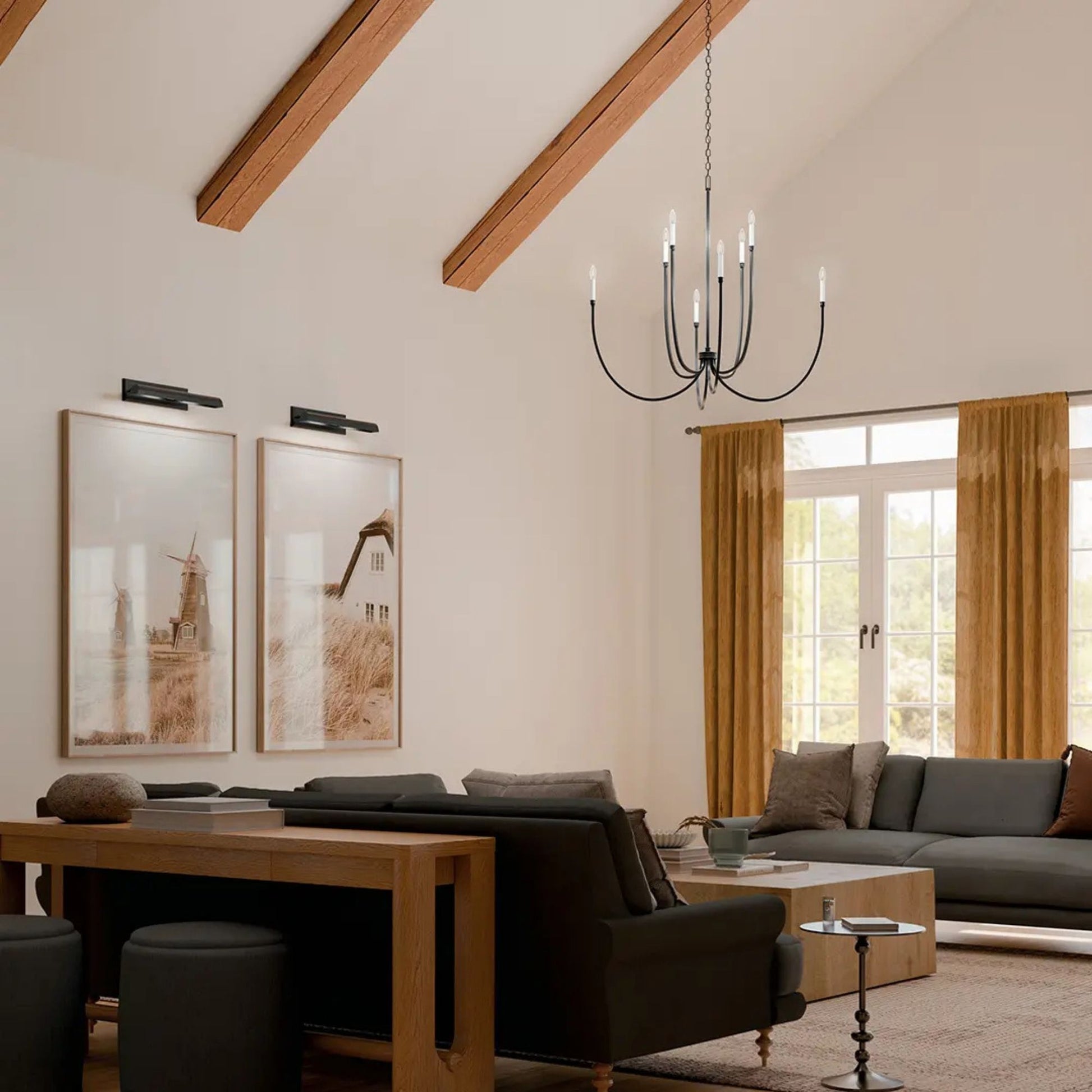 Kichler Lighting - Malene 45" 8-Light Foyer Chandelier, Black Finish | Bees Lighting