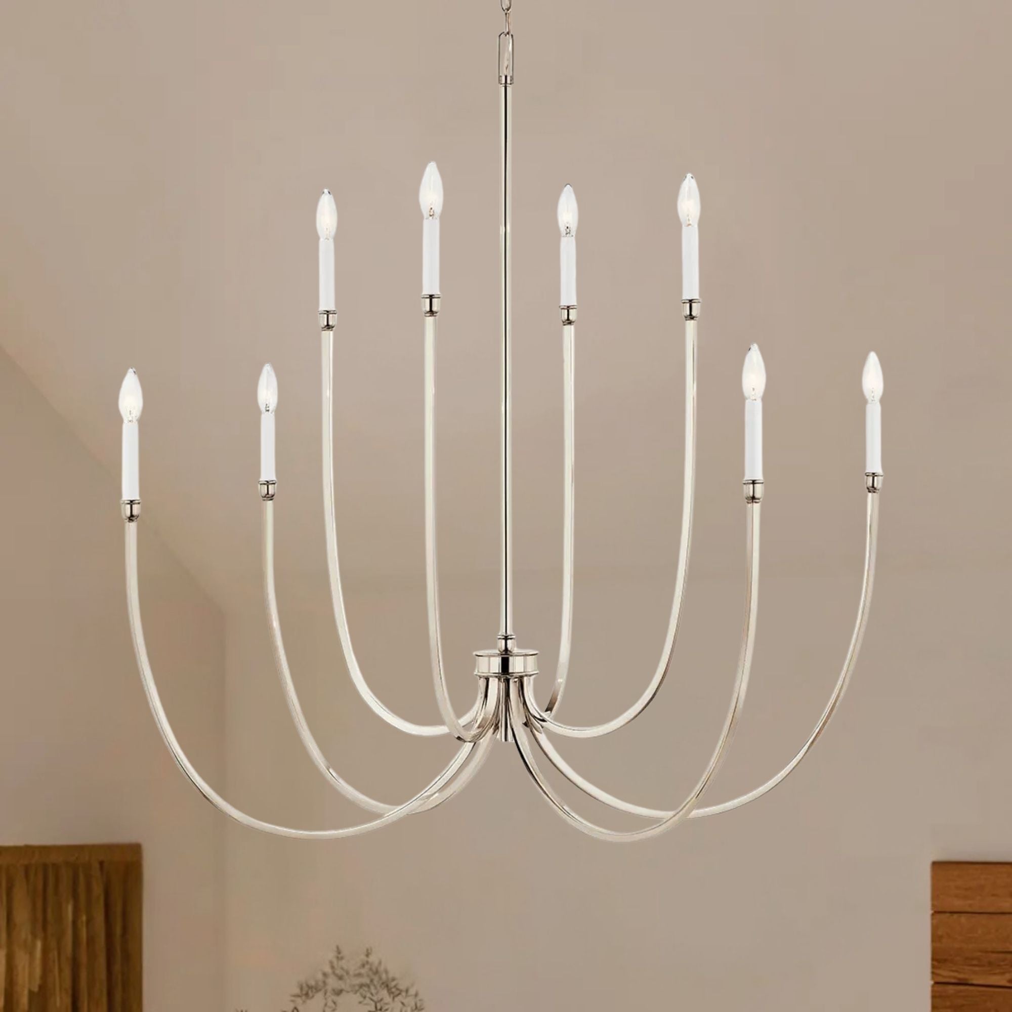 Malene 45" 8-Light Foyer Chandelier, Polished Nickel Finish