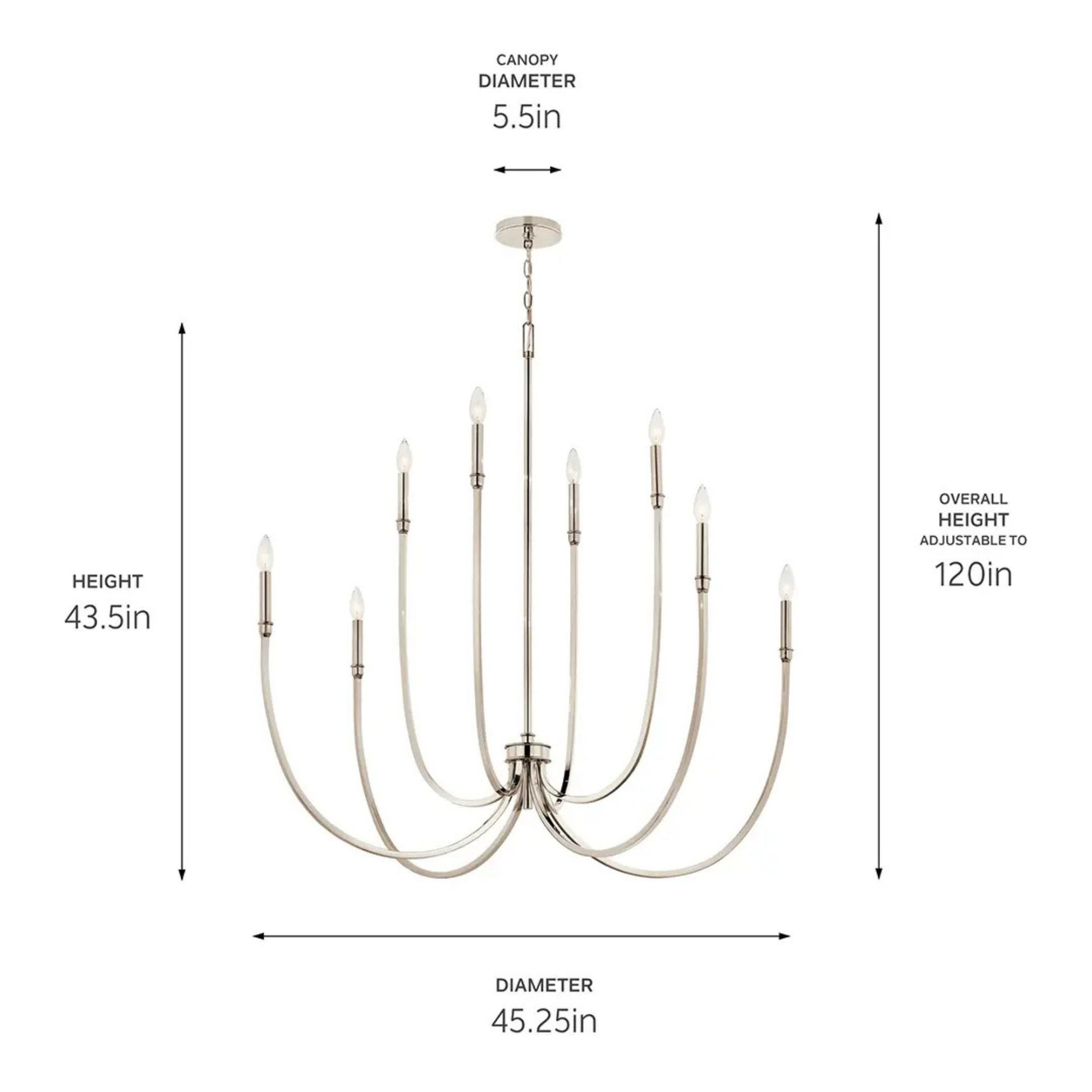 Kichler Lighting - Malene 45" 8-Light Foyer Chandelier, Polished Nickel Finish | Bees Lighting