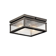 Kichler Manningham 11.75 in. 2-Light Outdoor Ceiling Light, Olde Bronze with Clear Seeded Glass