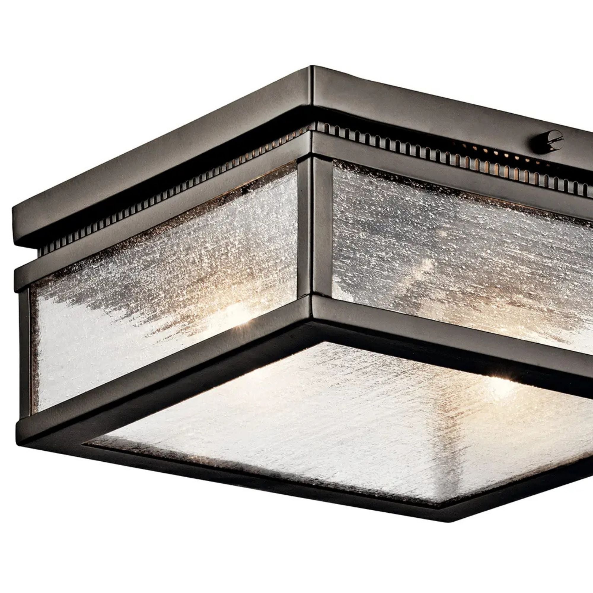 Kichler Manningham 11.75 in. 2-Light Outdoor Ceiling Light, Olde Bronze with Clear Seeded Glass
