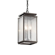Kichler Manningham 19 in. 3-Light Outdoor Hanging Light, Olde Bronze with Clear Seeded Glass
