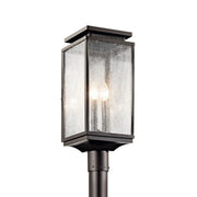 Kichler Manningham 21 in. 3-Light Outdoor Post Light, Olde Bronze with Clear Seeded Glass