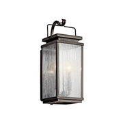 Kichler Manningham 18.75 in. 2-Light Outdoor Sconce, Olde Bronze with Clear Seeded Glass