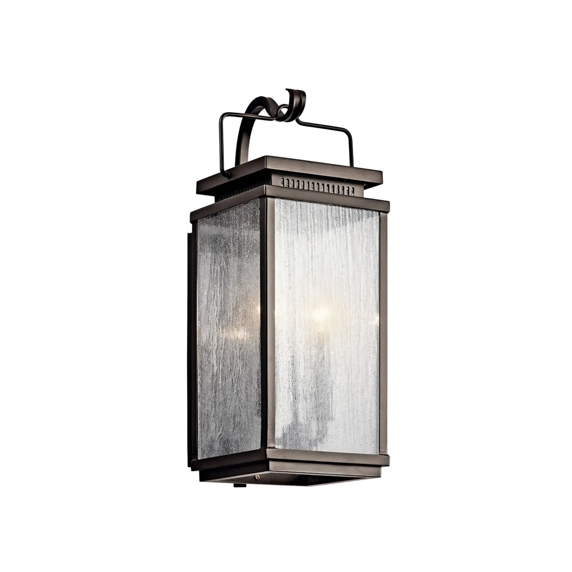 Kichler Manningham 18.75 in. 2-Light Outdoor Sconce, Olde Bronze with Clear Seeded Glass