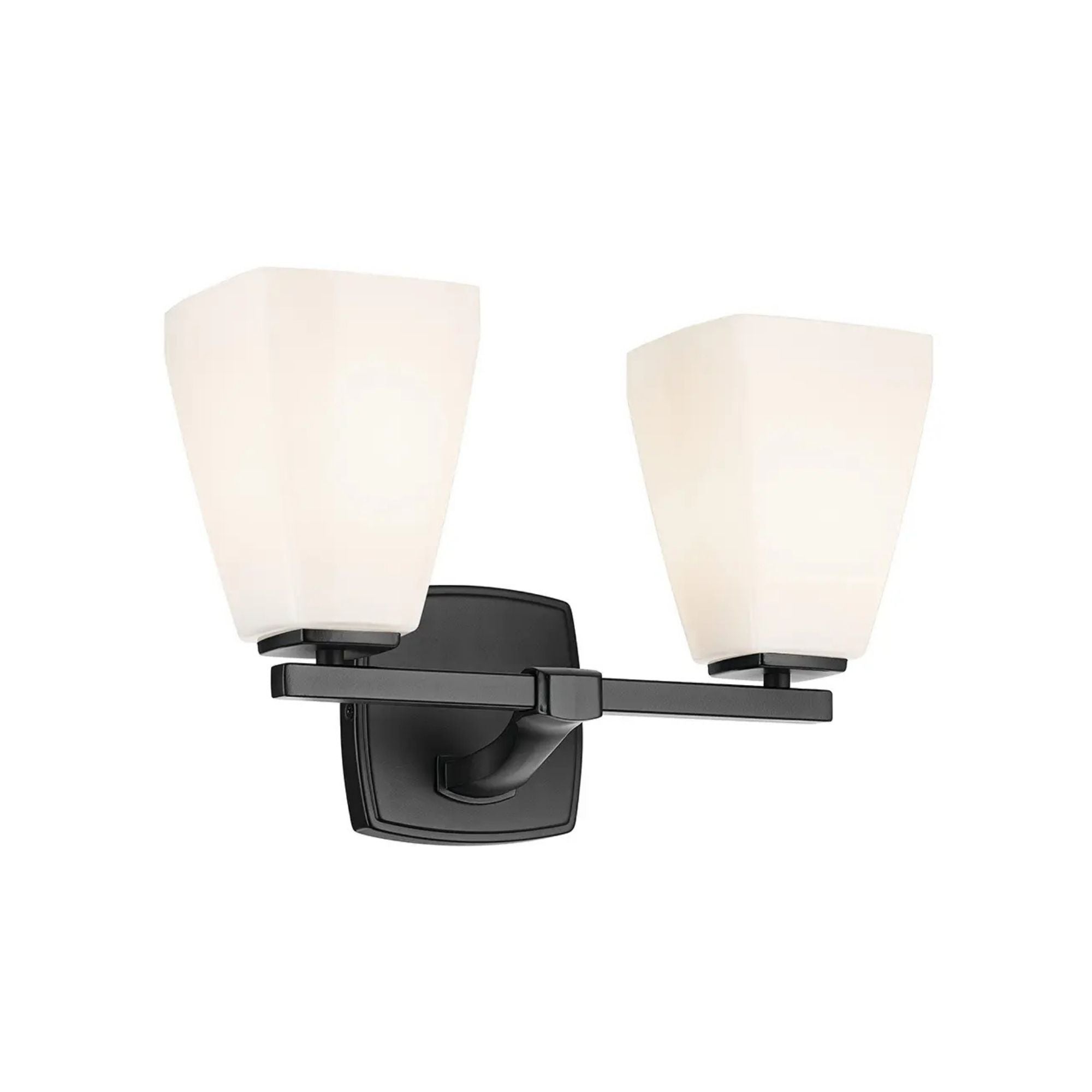 Kichler Marant 14.25 in. 2-Light Vanity Light, Black with Glass Tapered Shade