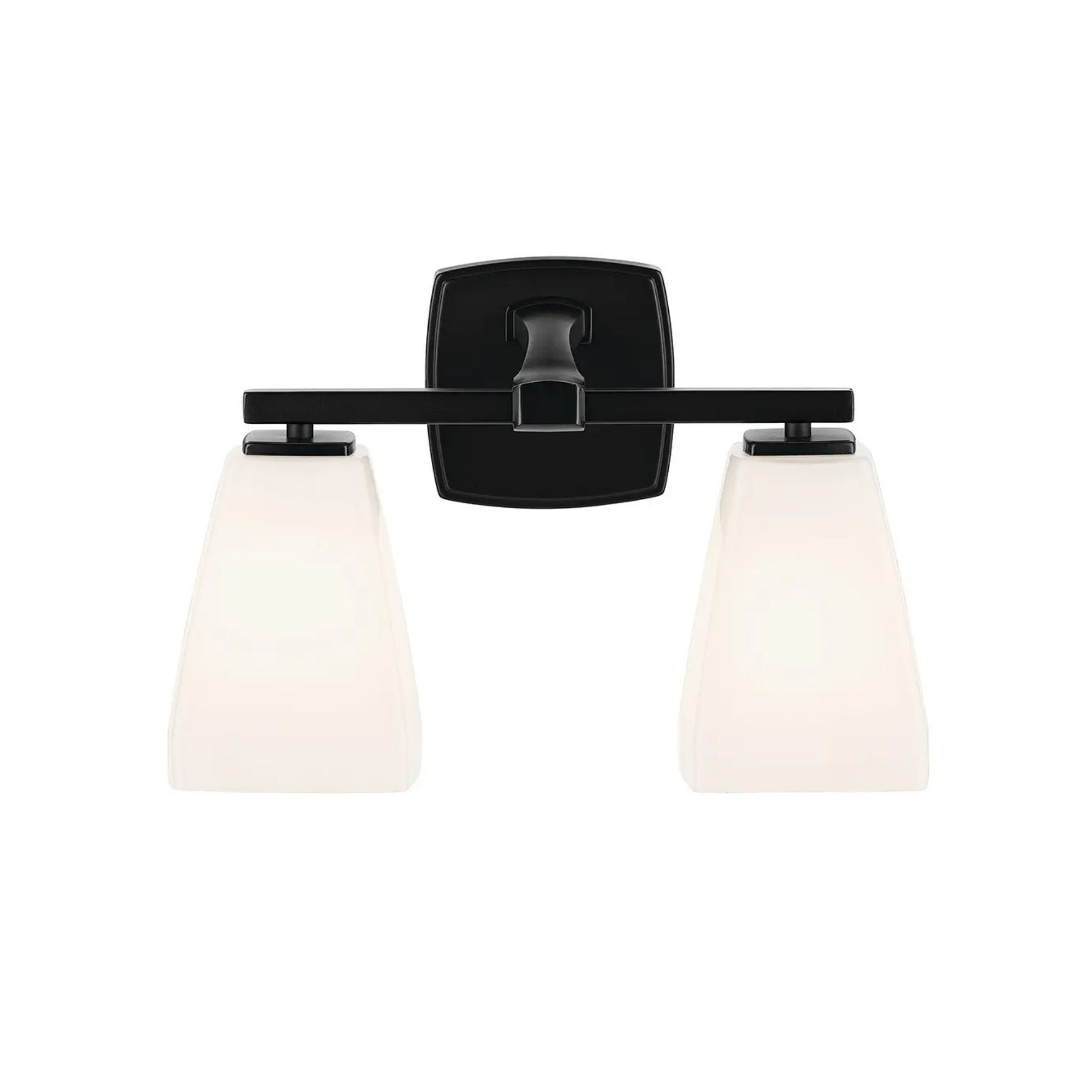 Kichler Marant 14.25 in. 2-Light Vanity Light, Black with Glass Tapered Shade