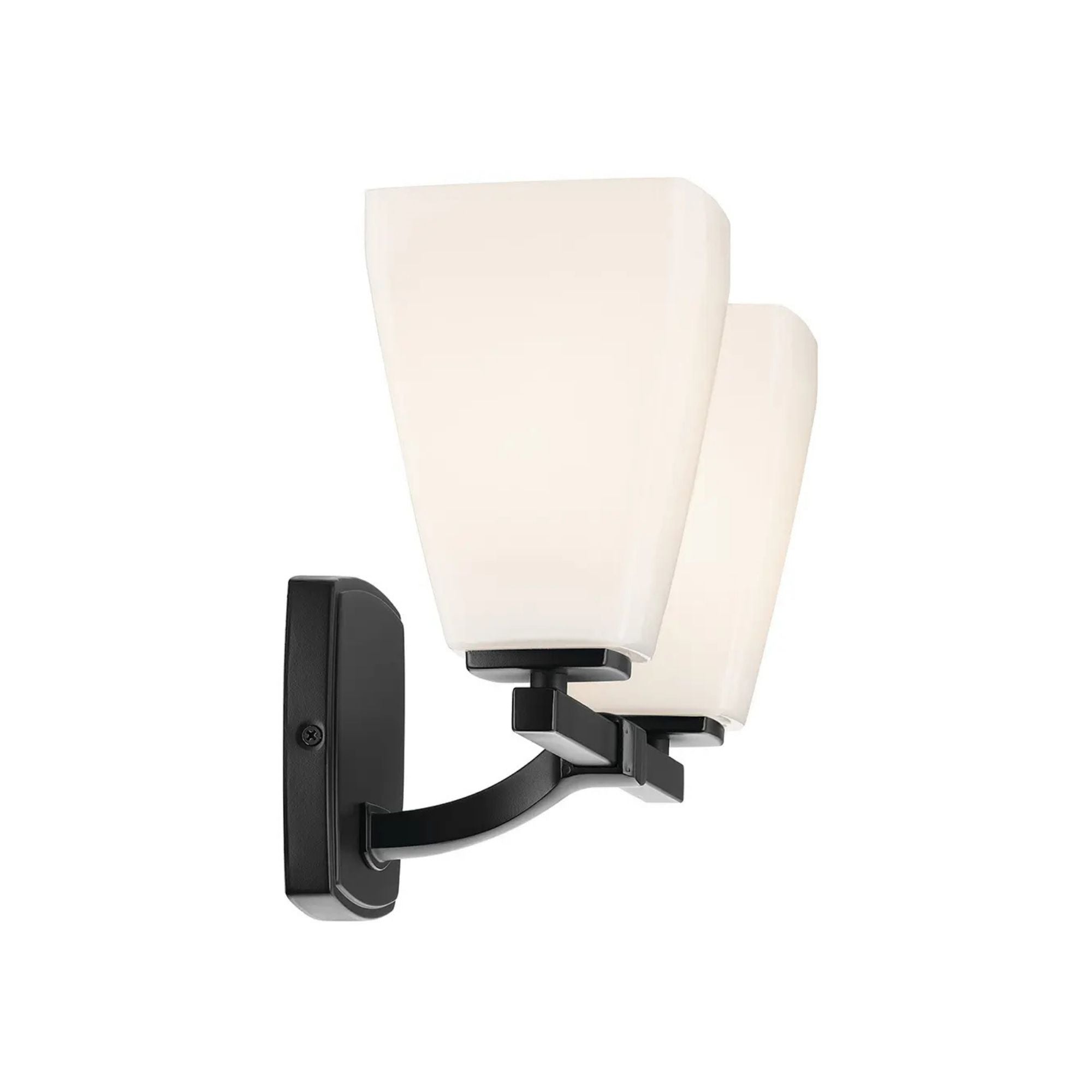 Kichler Marant 14.25 in. 2-Light Vanity Light, Black with Glass Tapered Shade