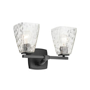 Kichler Marant 9.5 in. 2-Light Vanity Light, Black with Clear Water Glass Tapered Shade