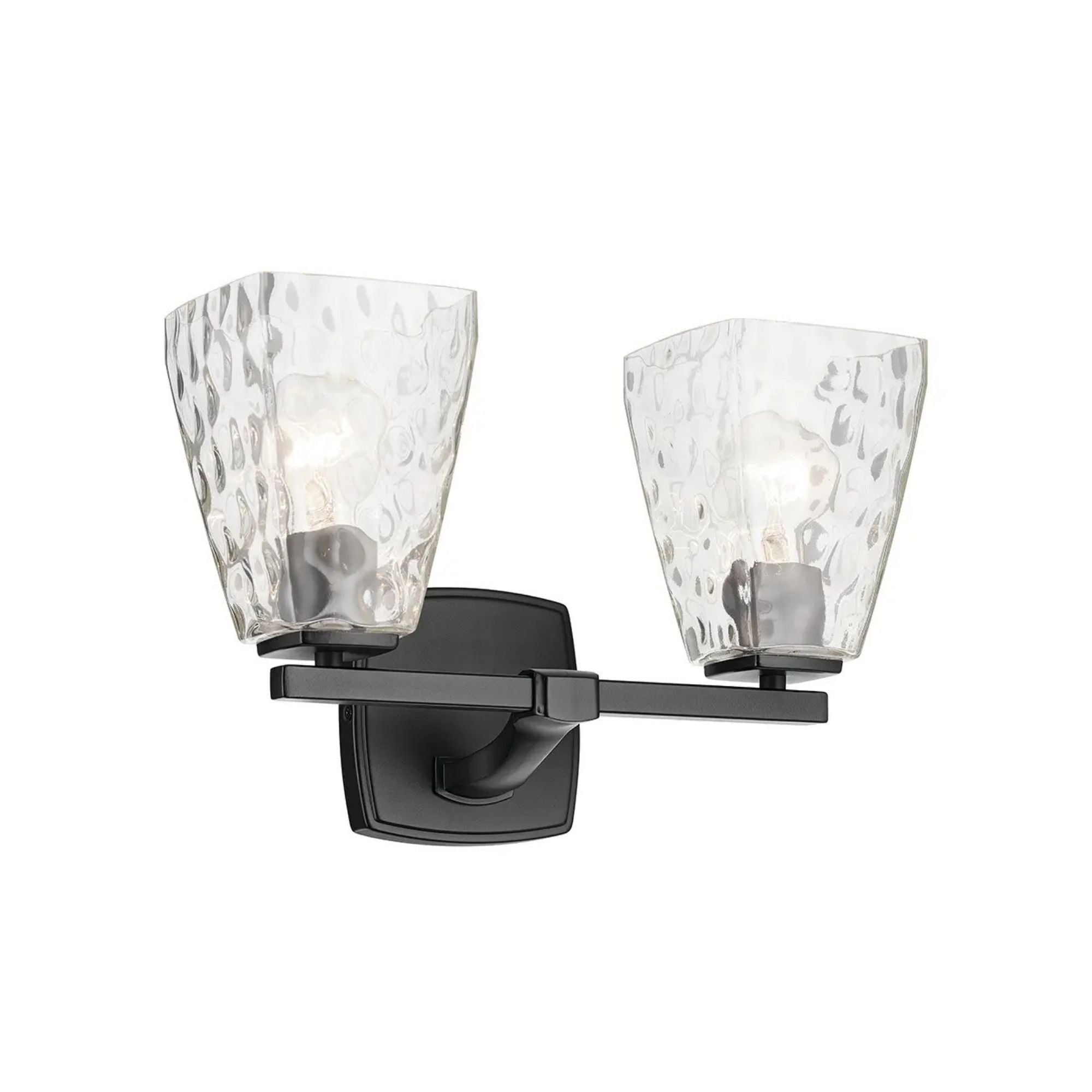 Kichler Marant 9.5 in. 2-Light Vanity Light, Black with Clear Water Glass Tapered Shade