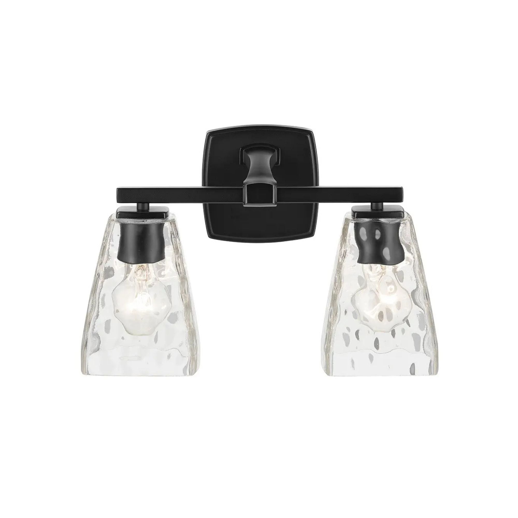 Kichler Marant 9.5 in. 2-Light Vanity Light, Black with Clear Water Glass Tapered Shade