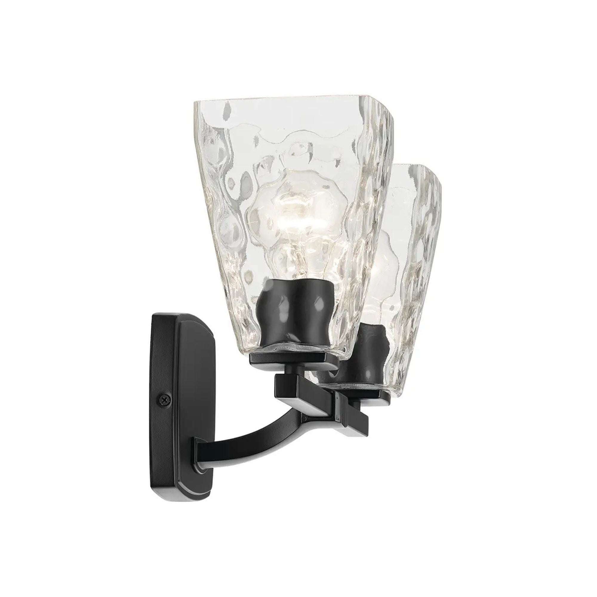 Kichler Marant 9.5 in. 2-Light Vanity Light, Black with Clear Water Glass Tapered Shade