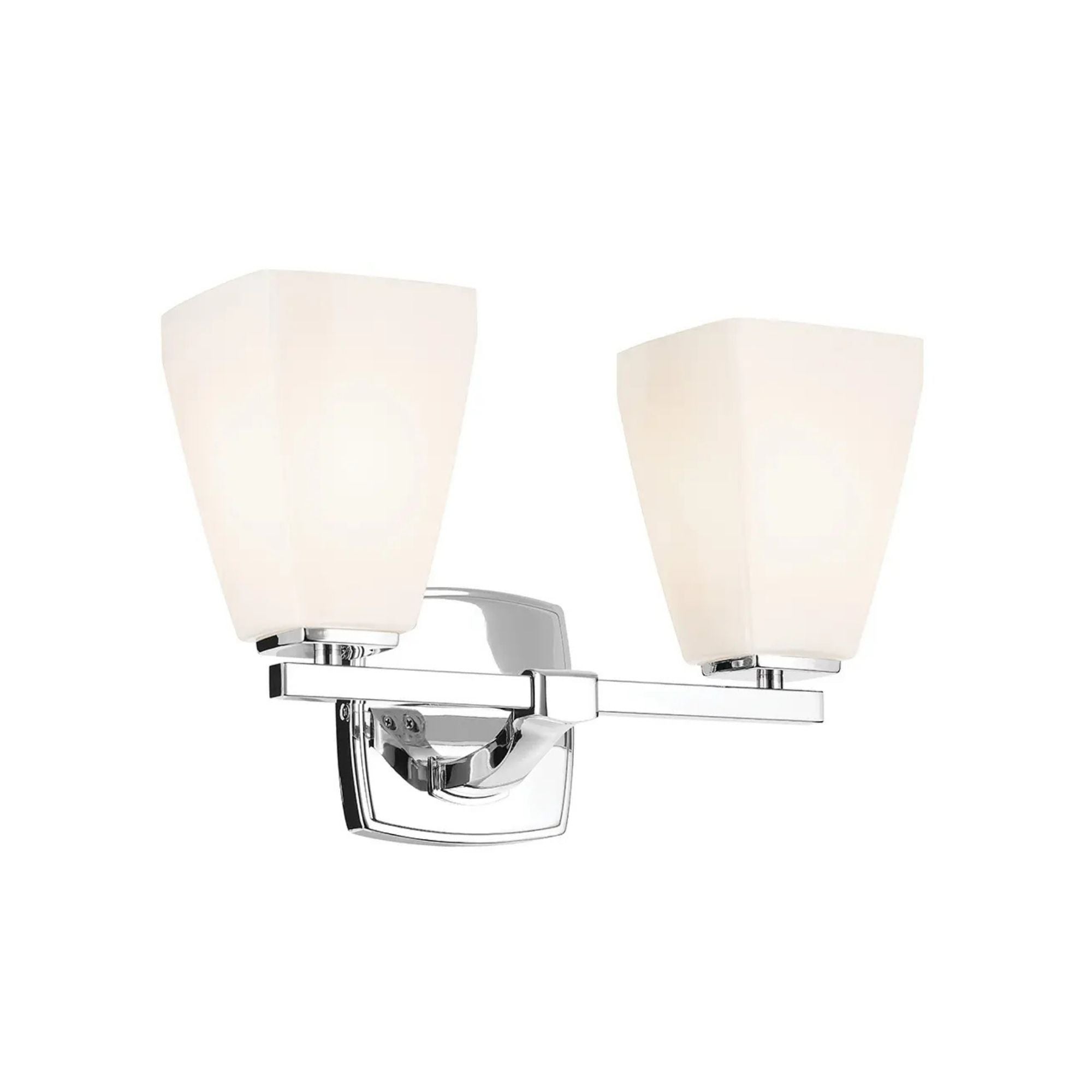Kichler Marant 14.25 in. 2-Light Vanity Light, Chrome with Opal Glass Tapered Shade