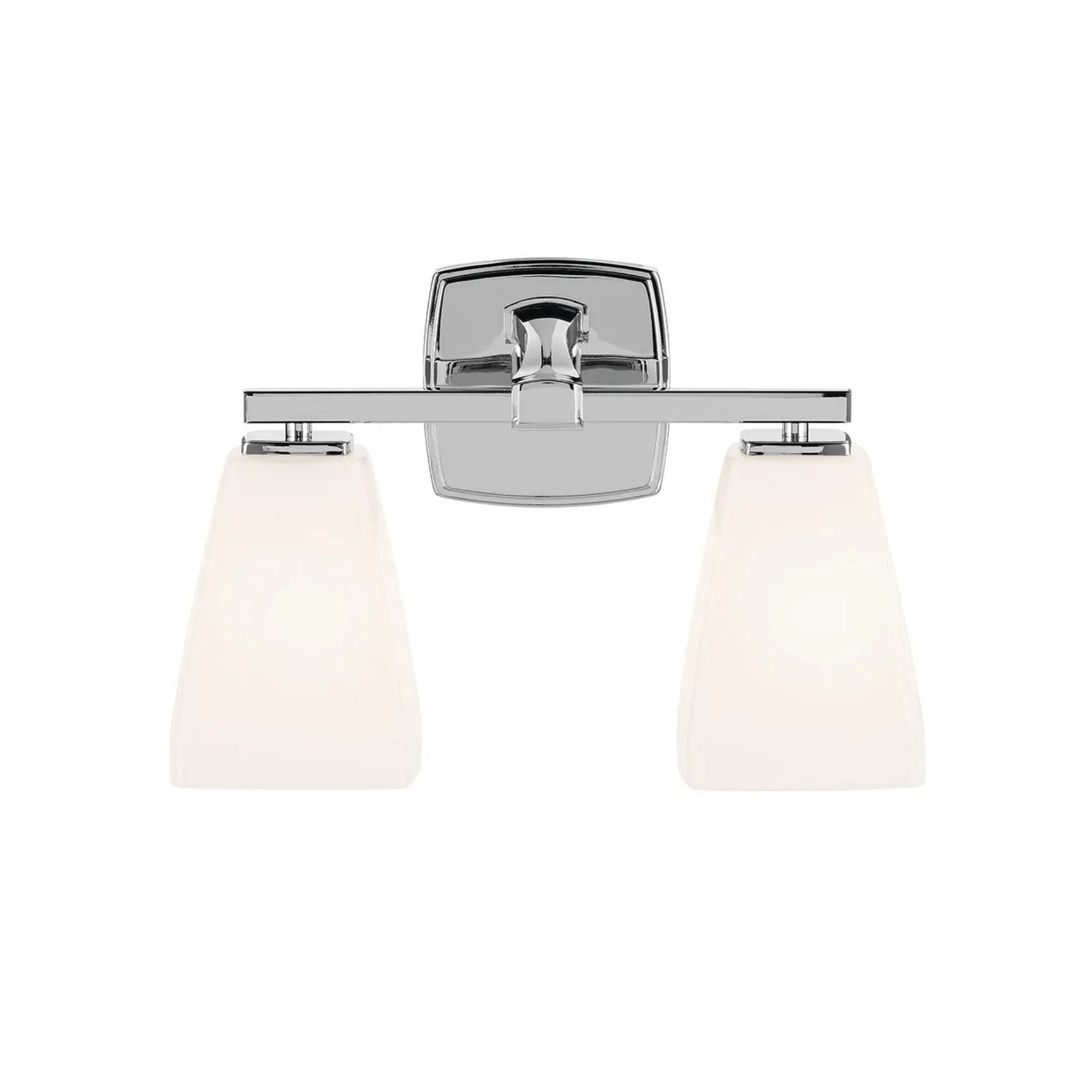Kichler Marant 14.25 in. 2-Light Vanity Light, Chrome with Opal Glass Tapered Shade