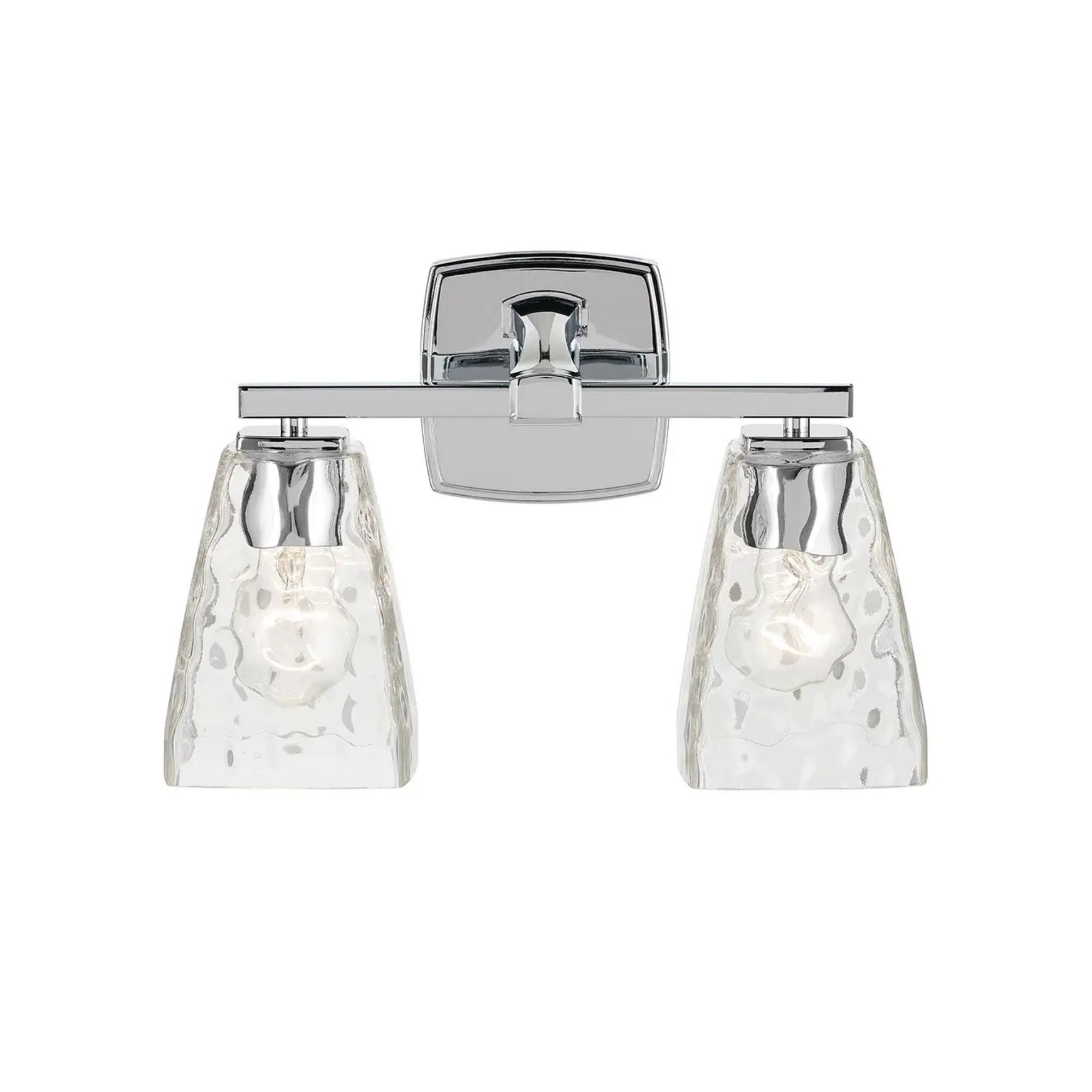 Kichler Marant 9.5 in. 2-Light Vanity Light, Chrome with Clear Water Glass Tapered Shade