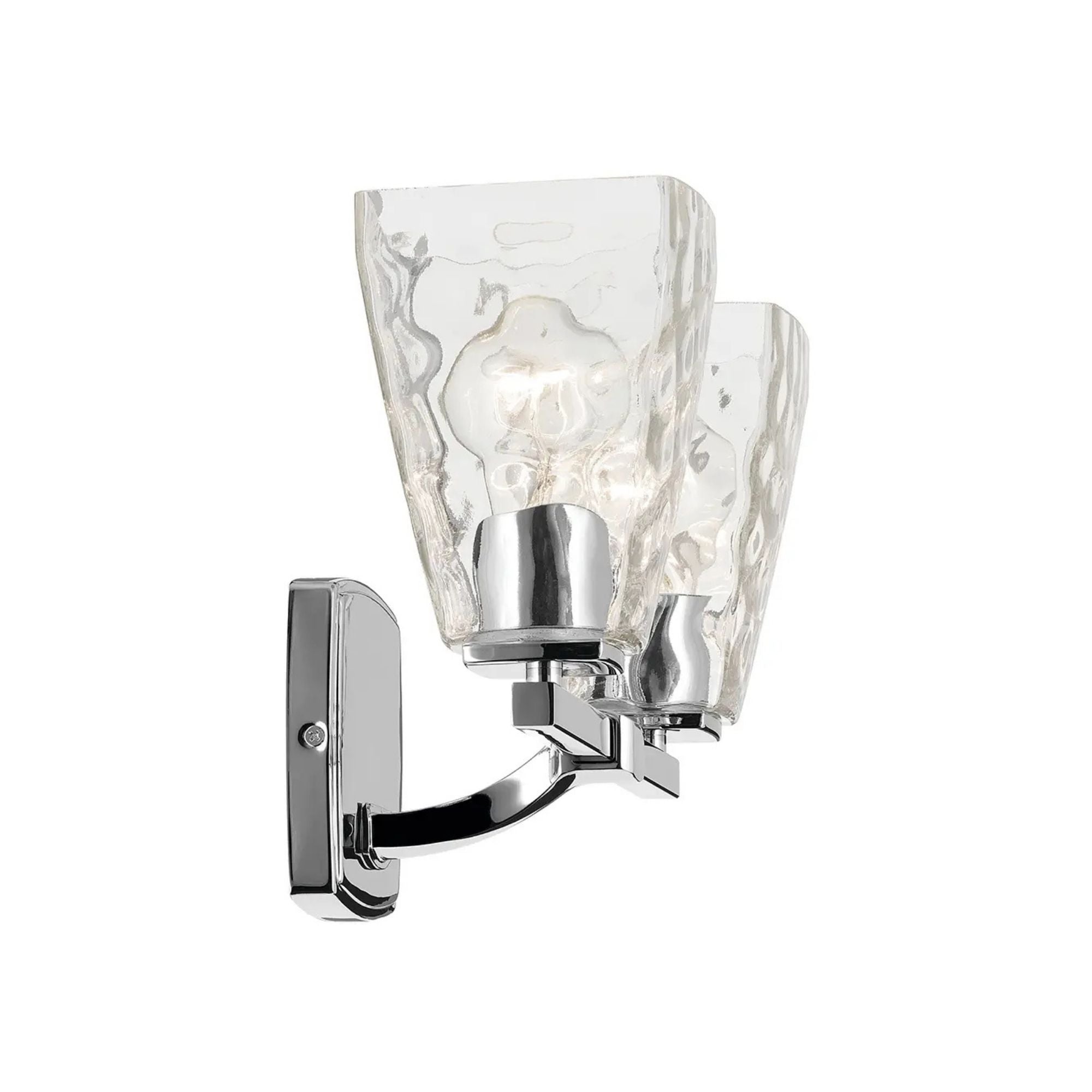Kichler Marant 9.5 in. 2-Light Vanity Light, Chrome with Clear Water Glass Tapered Shade