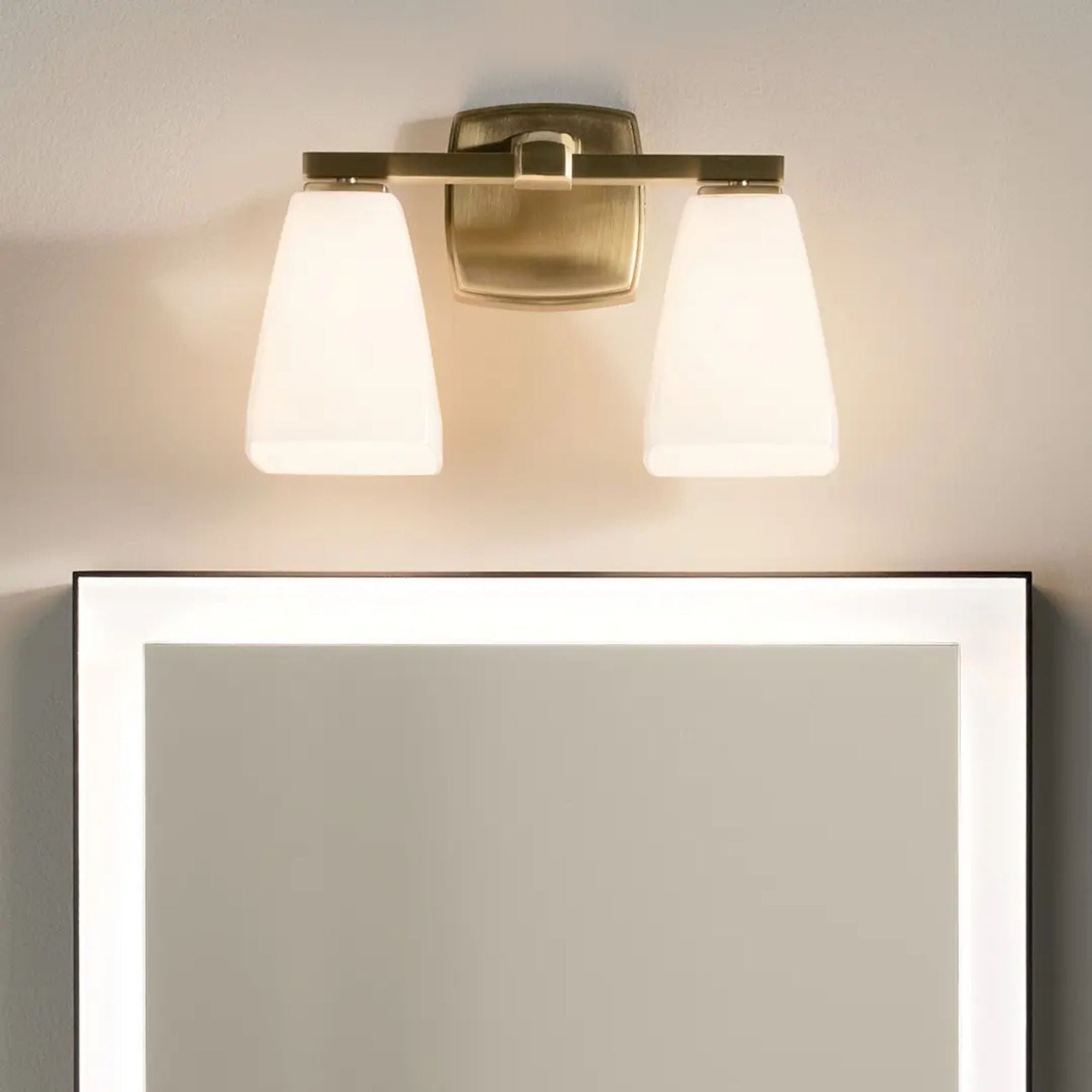 Kichler Marant 14.25 in. 2-Light Vanity Light, Champagne Bronze with Glass Tapered Shade