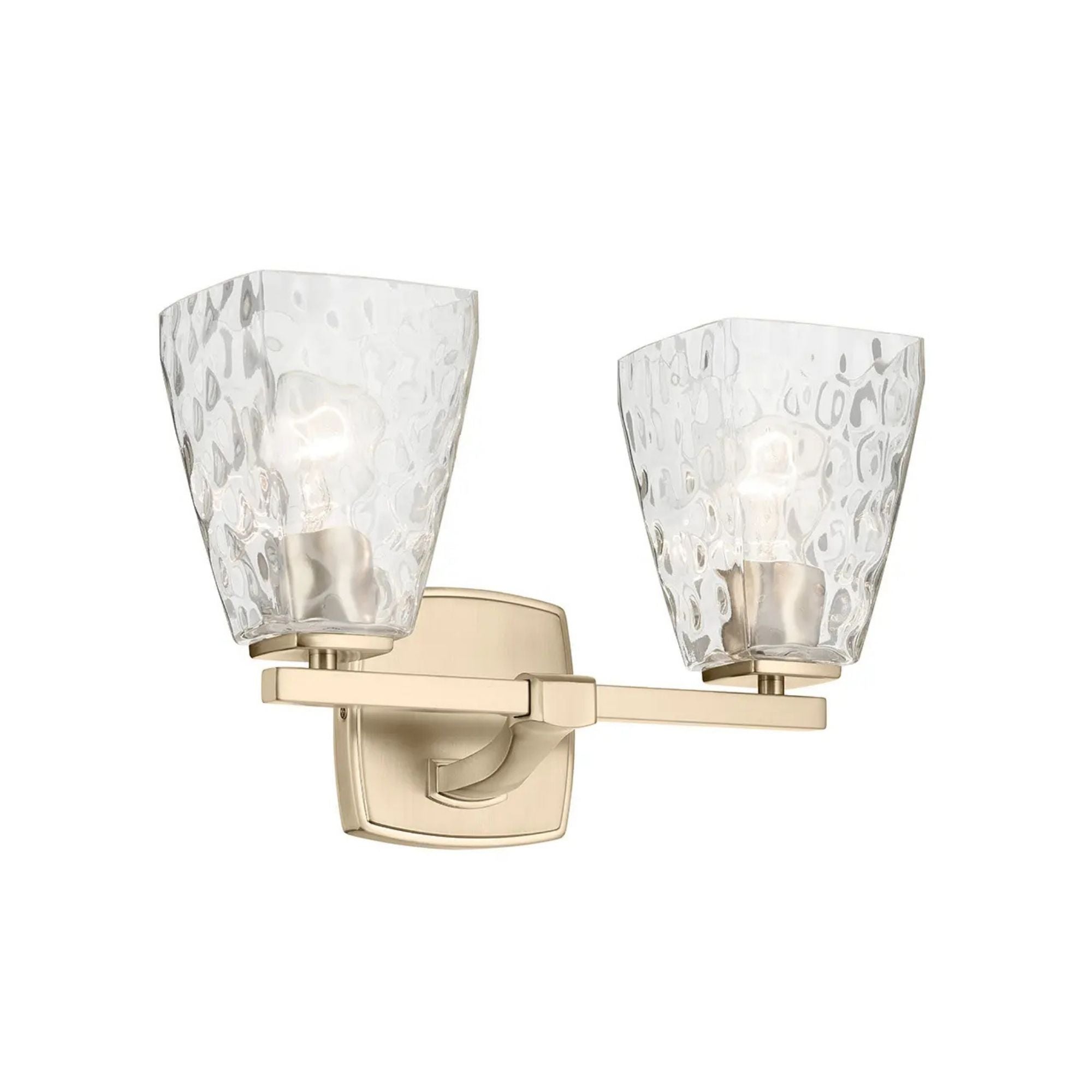 Kichler Marant 14.25 in. 2-Light Vanity Light, Champagne Bronze with Clear Water Glass Tapered Shade