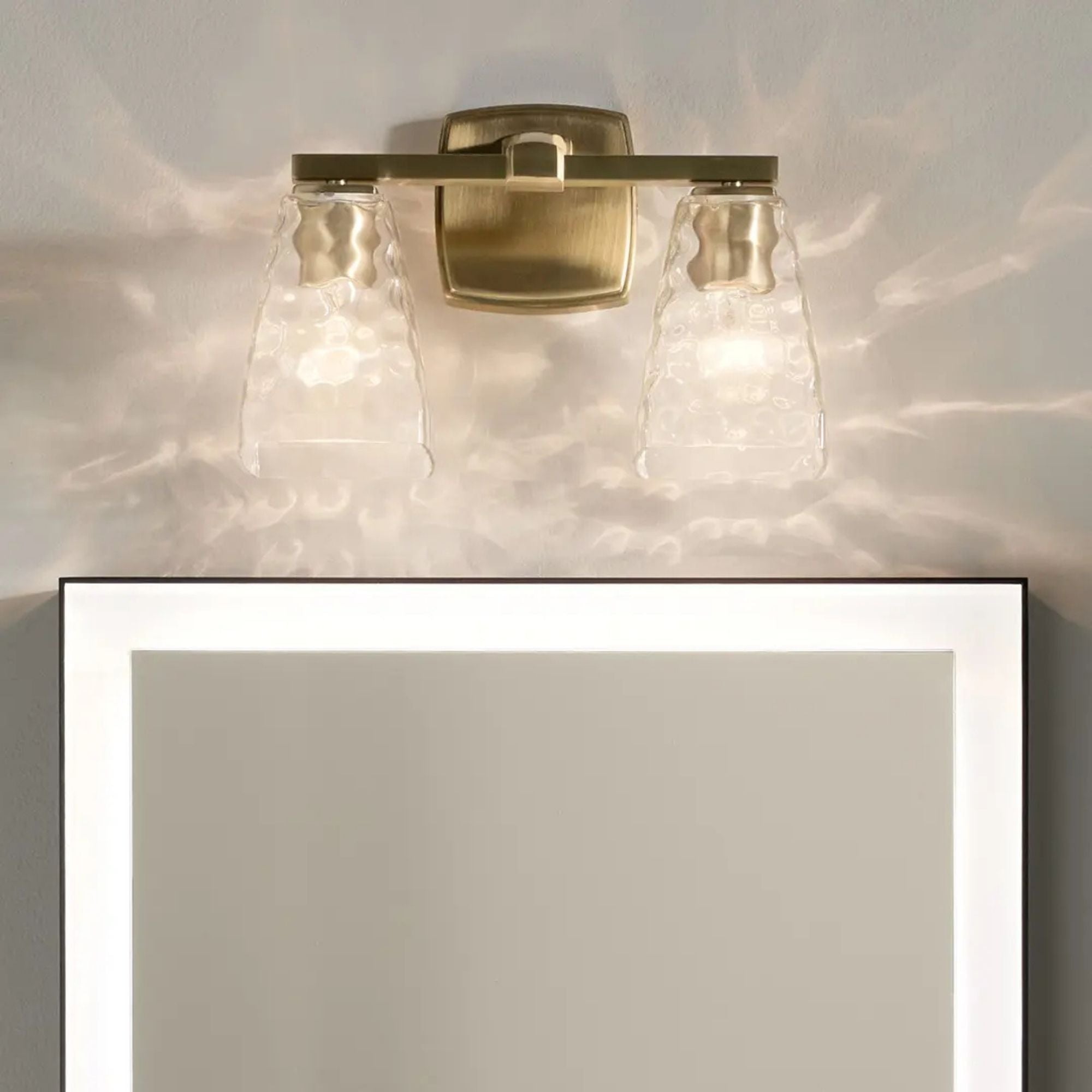 Kichler Marant 14.25 in. 2-Light Vanity Light, Champagne Bronze with Clear Water Glass Tapered Shade