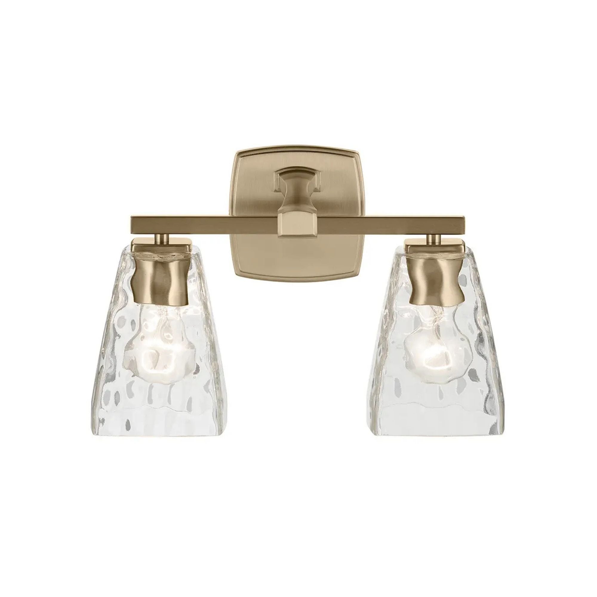 Kichler Marant 14.25 in. 2-Light Vanity Light, Champagne Bronze with Clear Water Glass Tapered Shade
