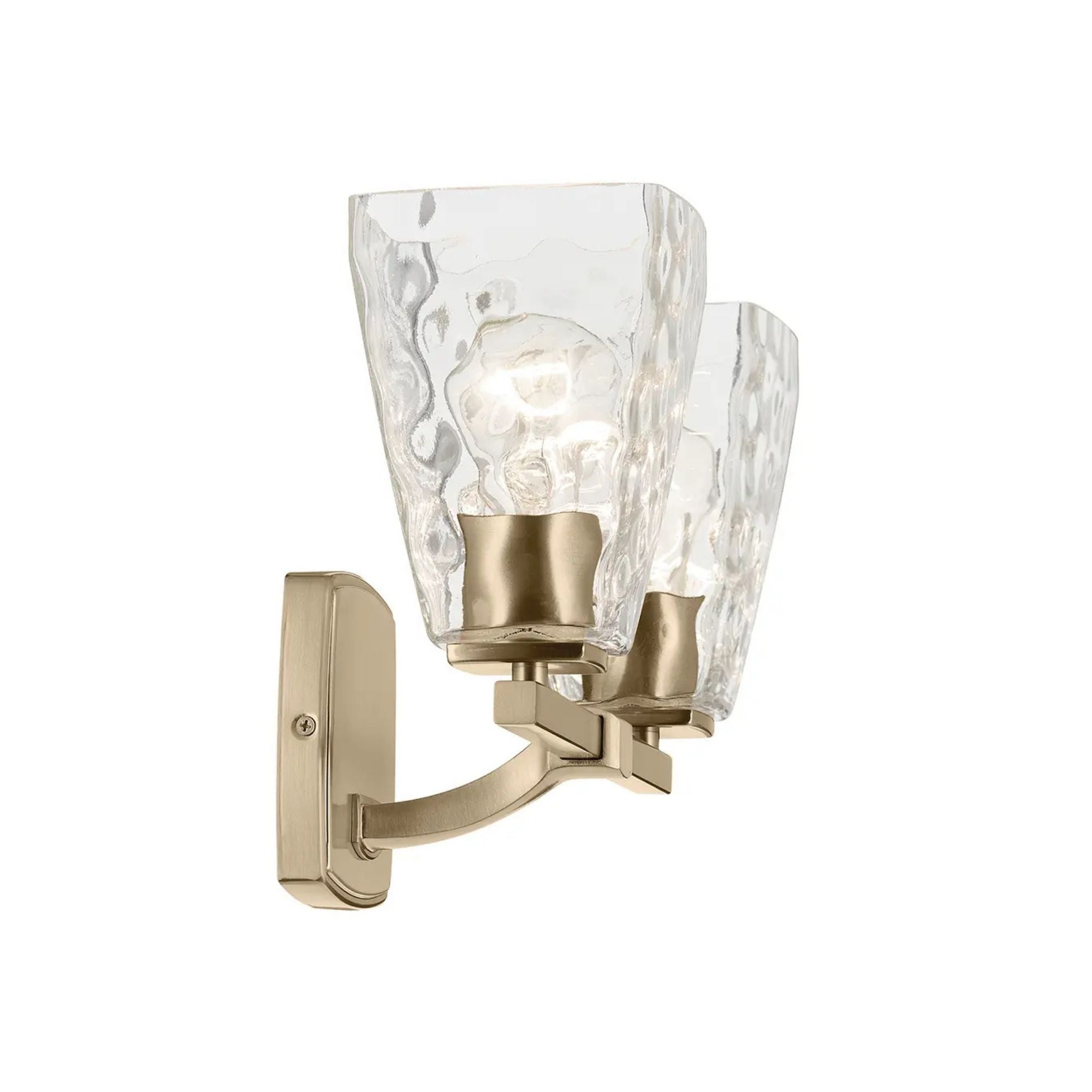 Kichler Marant 14.25 in. 2-Light Vanity Light, Champagne Bronze with Clear Water Glass Tapered Shade