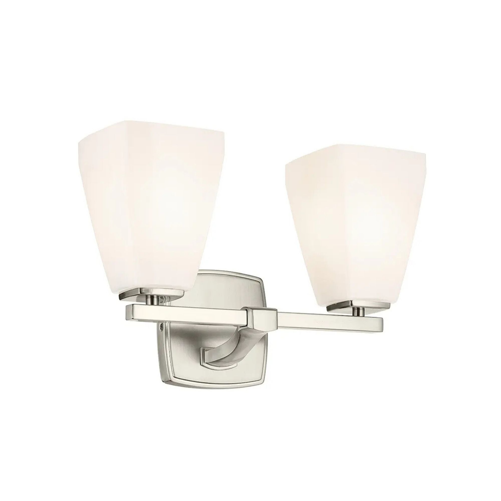 Kichler Marant 14.25 in. 2-Light Vanity Light, Brushed Nickel with Glass Tapered Shade